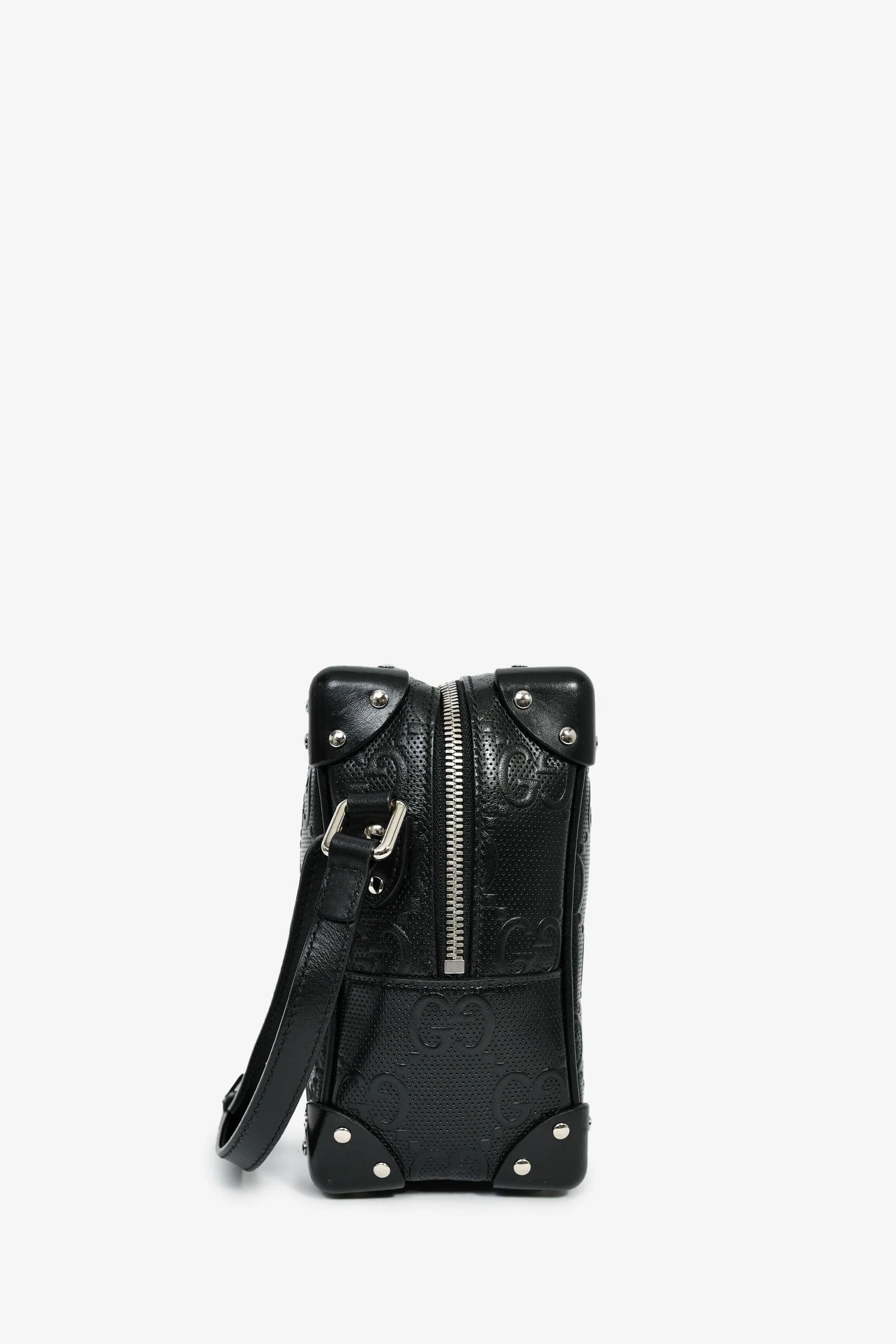 Gucci Black GG Embossed Leather Soft Trunk Messenger Bag - Image 3
