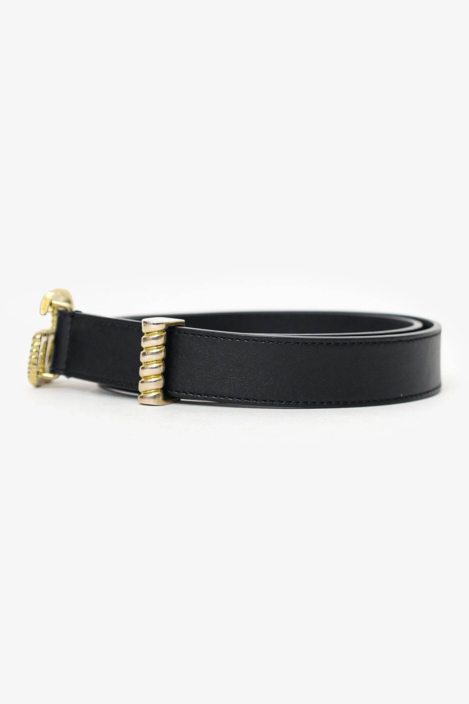 Gucci Black/Gold Leather GG Belt Size 70/28 - Image 2