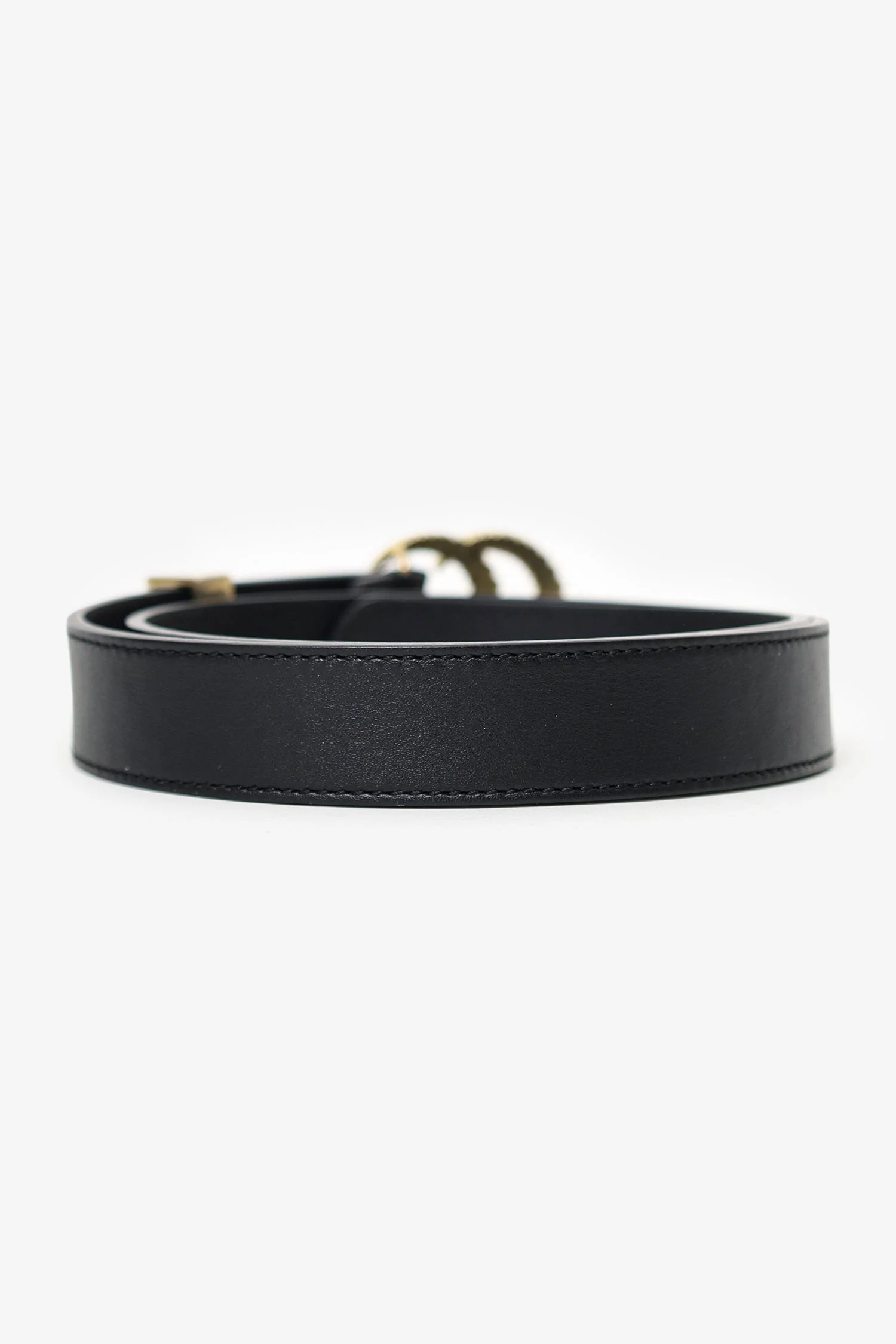 Gucci Black/Gold Leather GG Belt Size 70/28 - Image 3