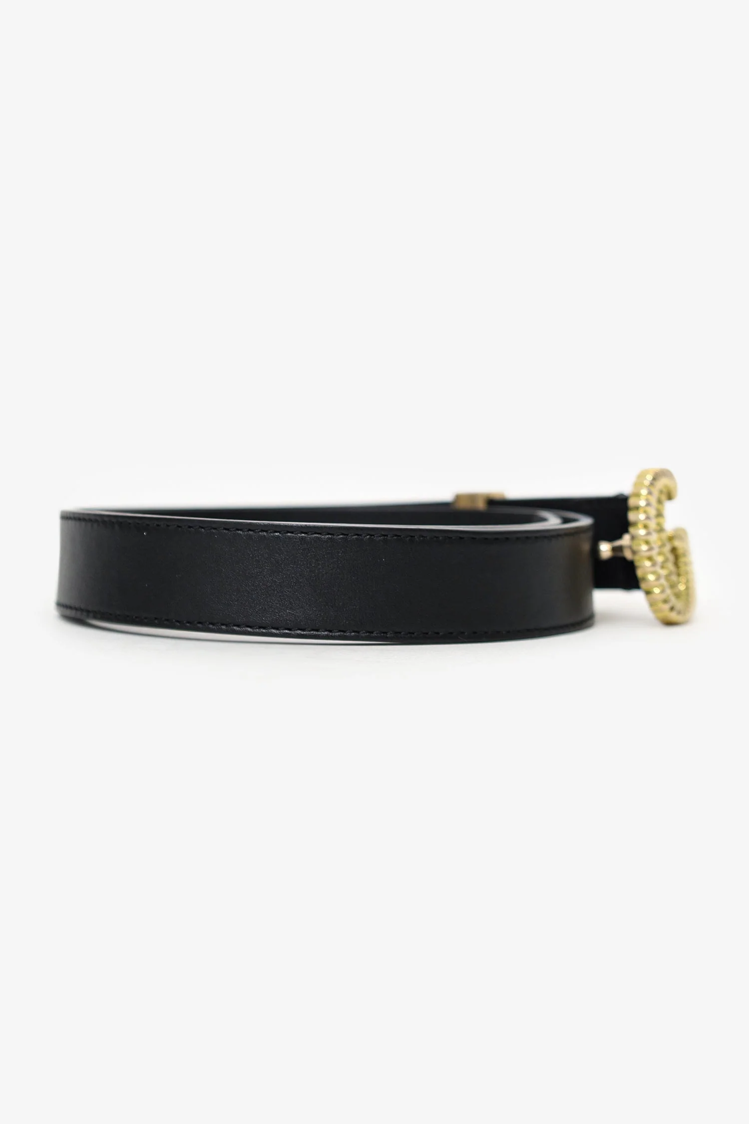 Gucci Black/Gold Leather GG Belt Size 70/28 - Image 4