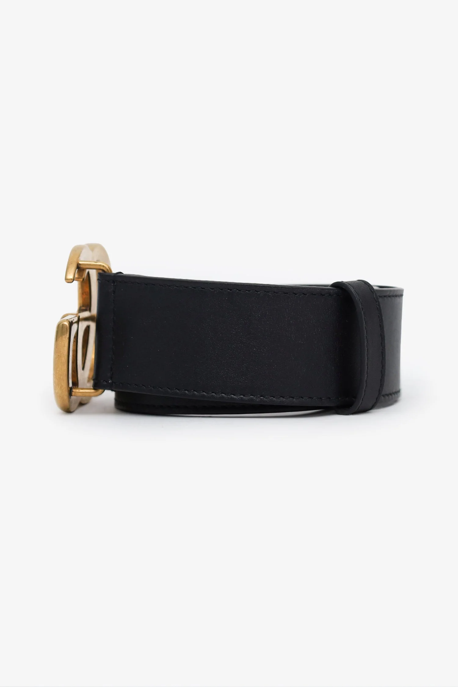 Gucci Black/Gold Leather GG Belt Size 75/30 - Image 2