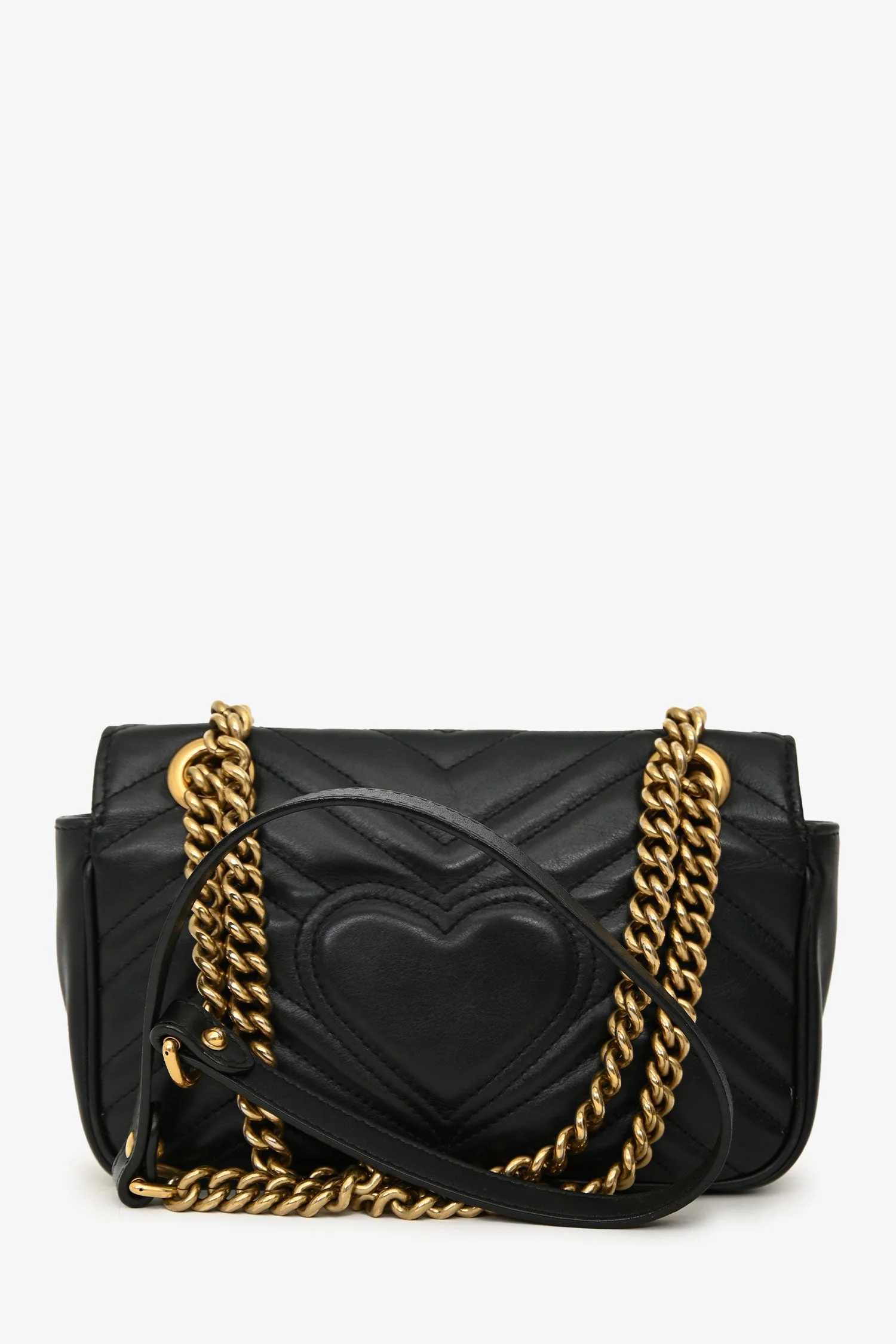 Gucci Black Lambskin Matelasse Small GG Marmont Double Chain Shoulder Bag - Image 2