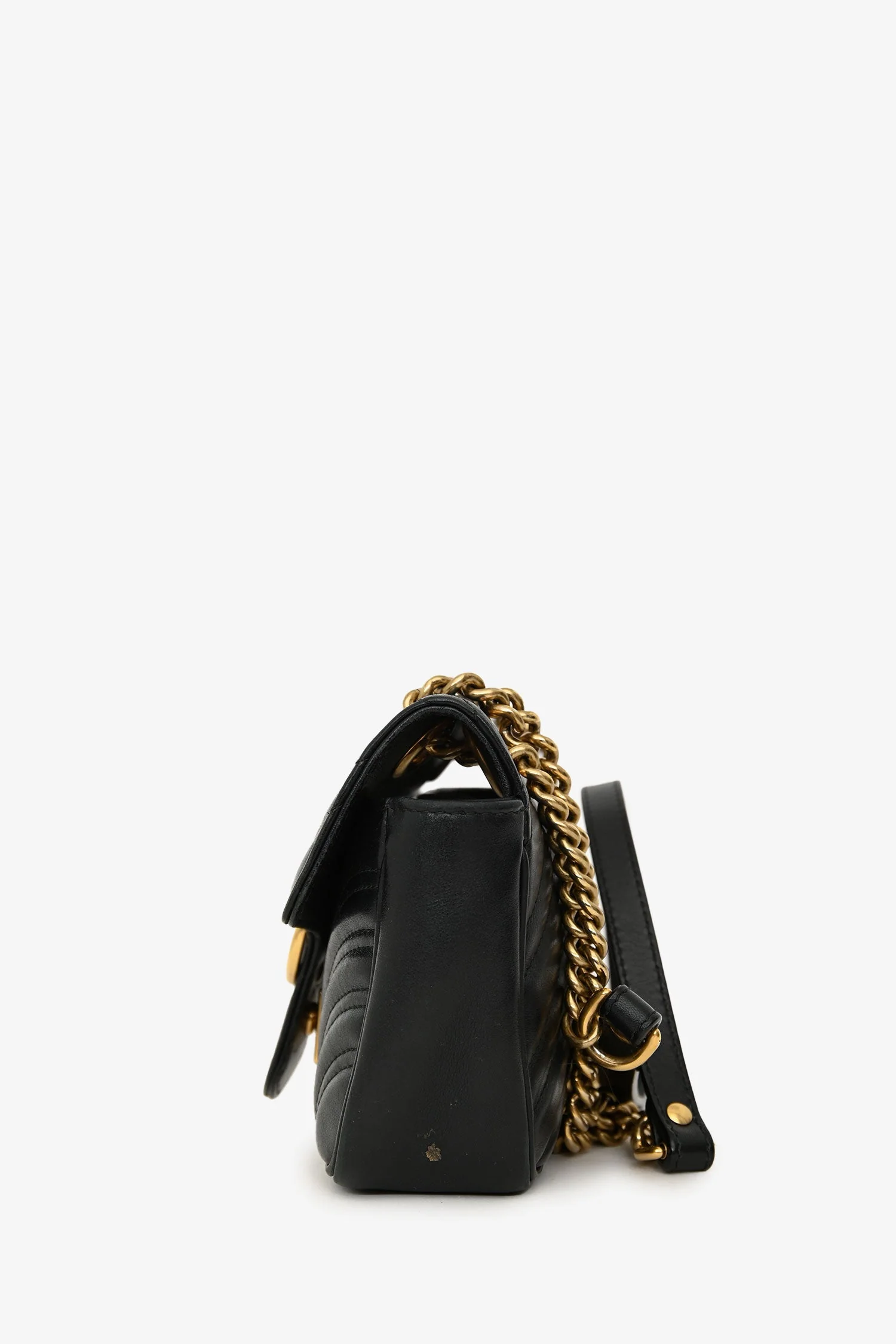 Gucci Black Lambskin Matelasse Small GG Marmont Double Chain Shoulder Bag - Image 4