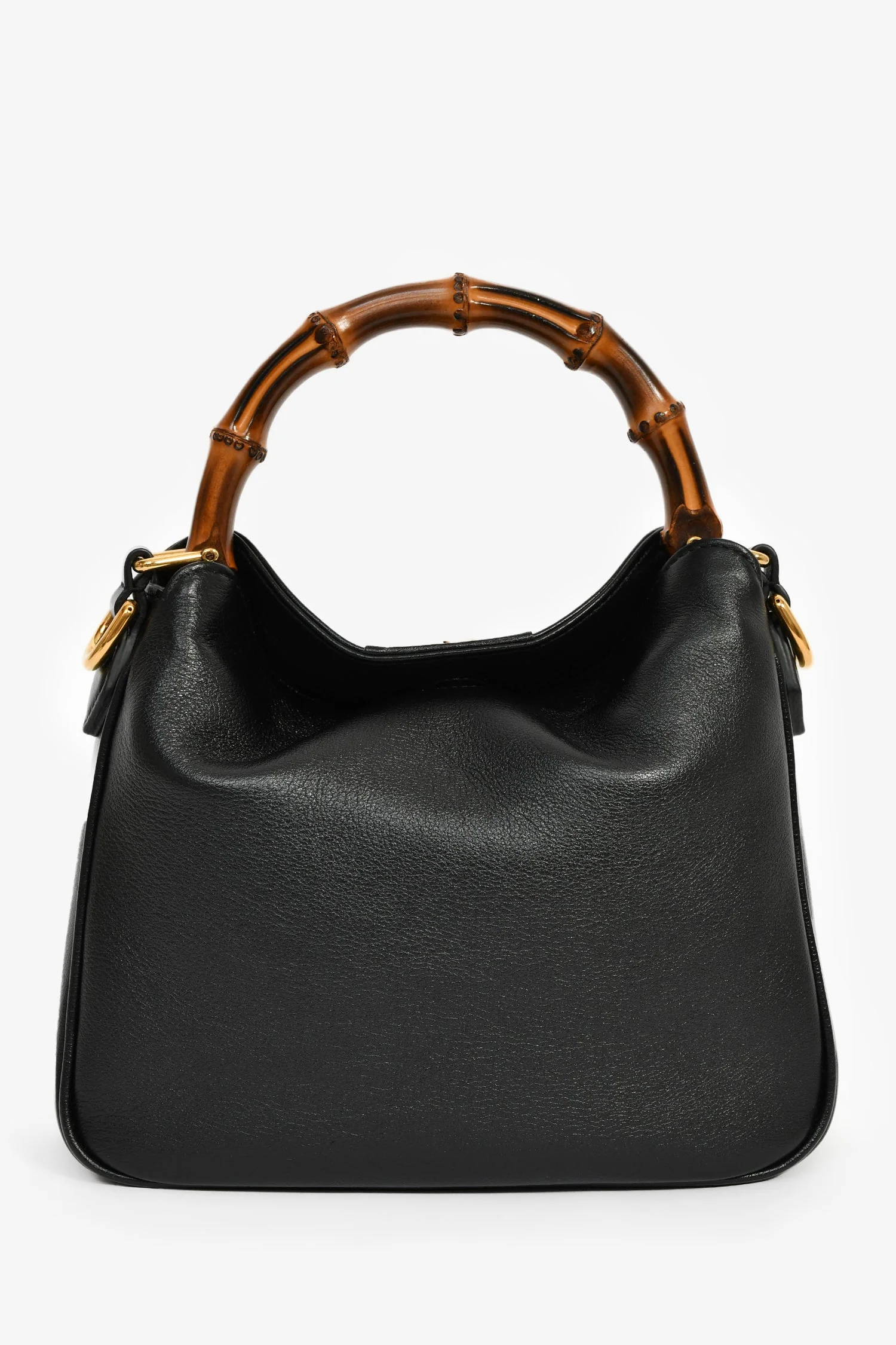 Gucci Black Leather Bamboo Handle Double G Small 'Diana' Bag with Strap - Image 2