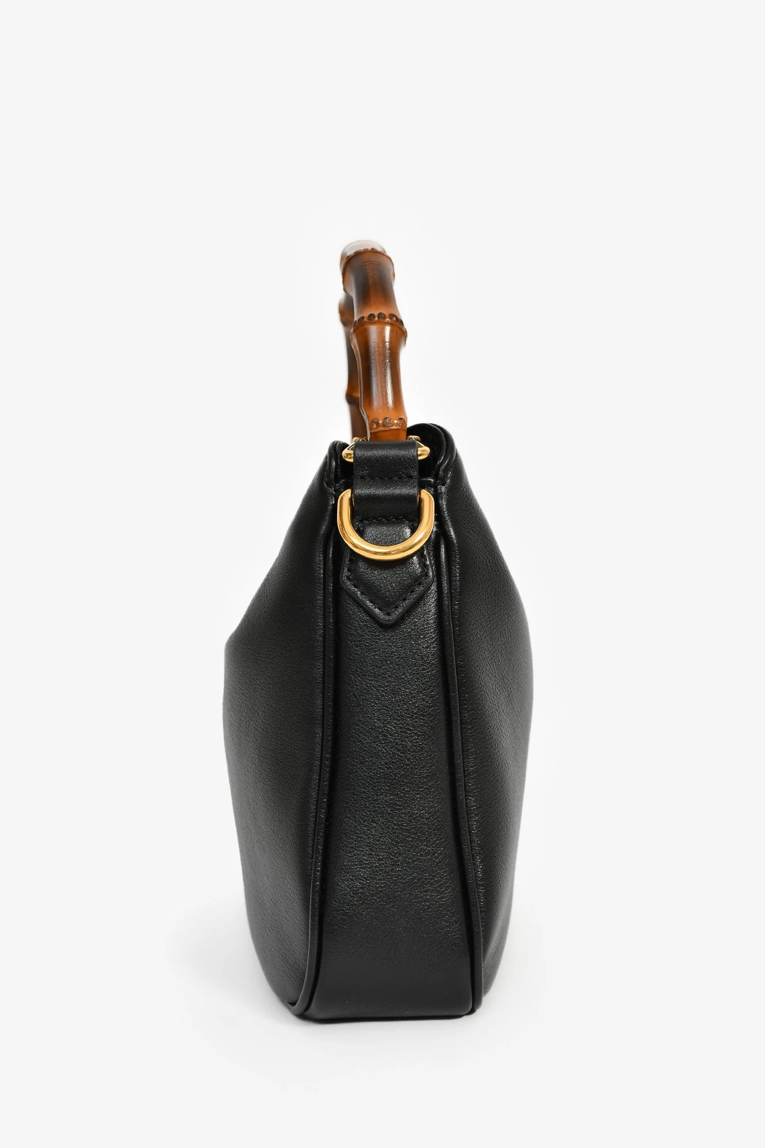 Gucci Black Leather Bamboo Handle Double G Small 'Diana' Bag with Strap - Image 3