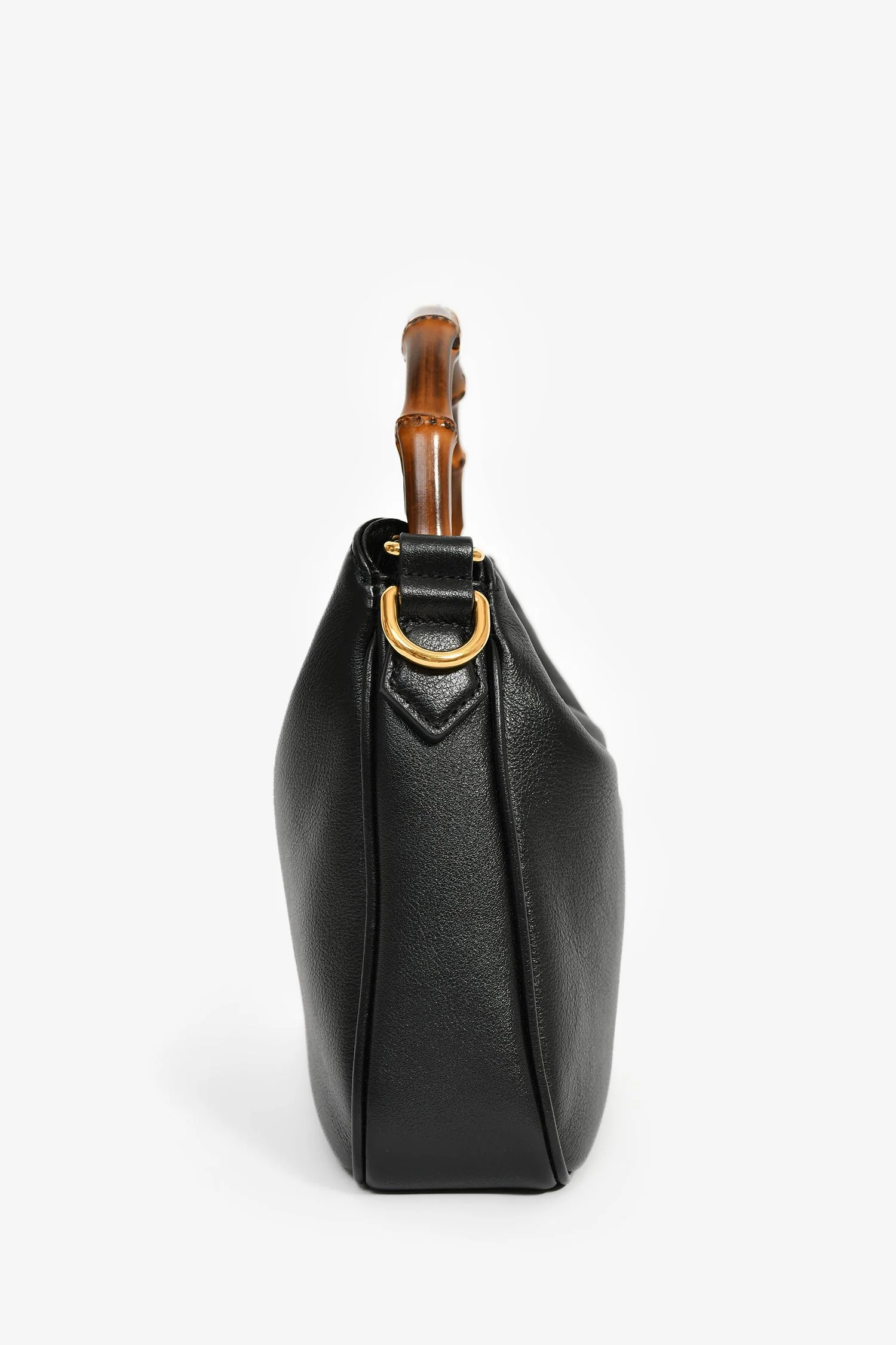 Gucci Black Leather Bamboo Handle Double G Small 'Diana' Bag with Strap - Image 4