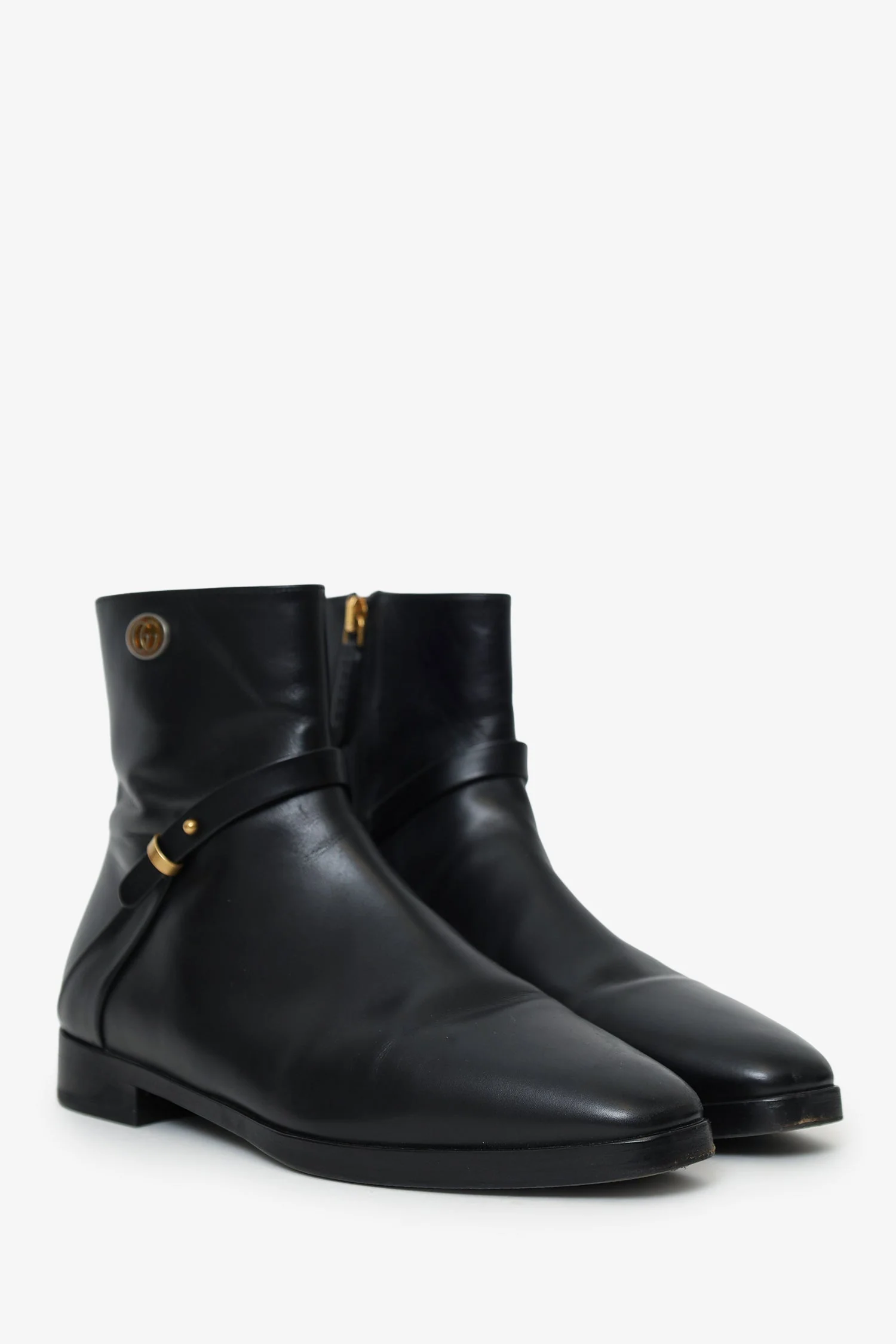 Gucci Black Leather Double G Boots Size 37.5 - Image 2
