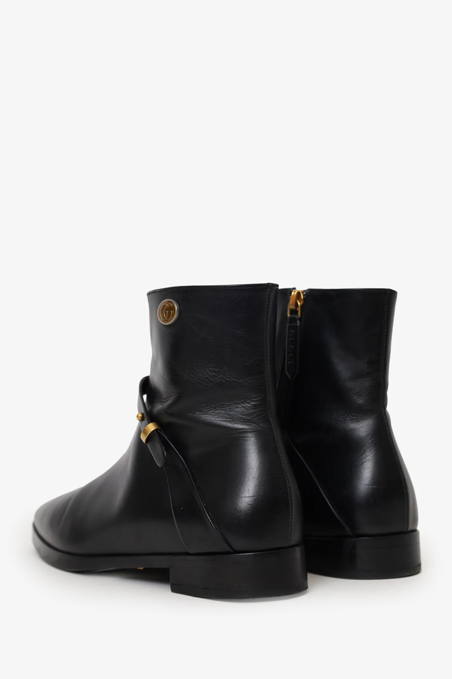 Gucci Black Leather Double G Boots Size 37.5 - Image 4