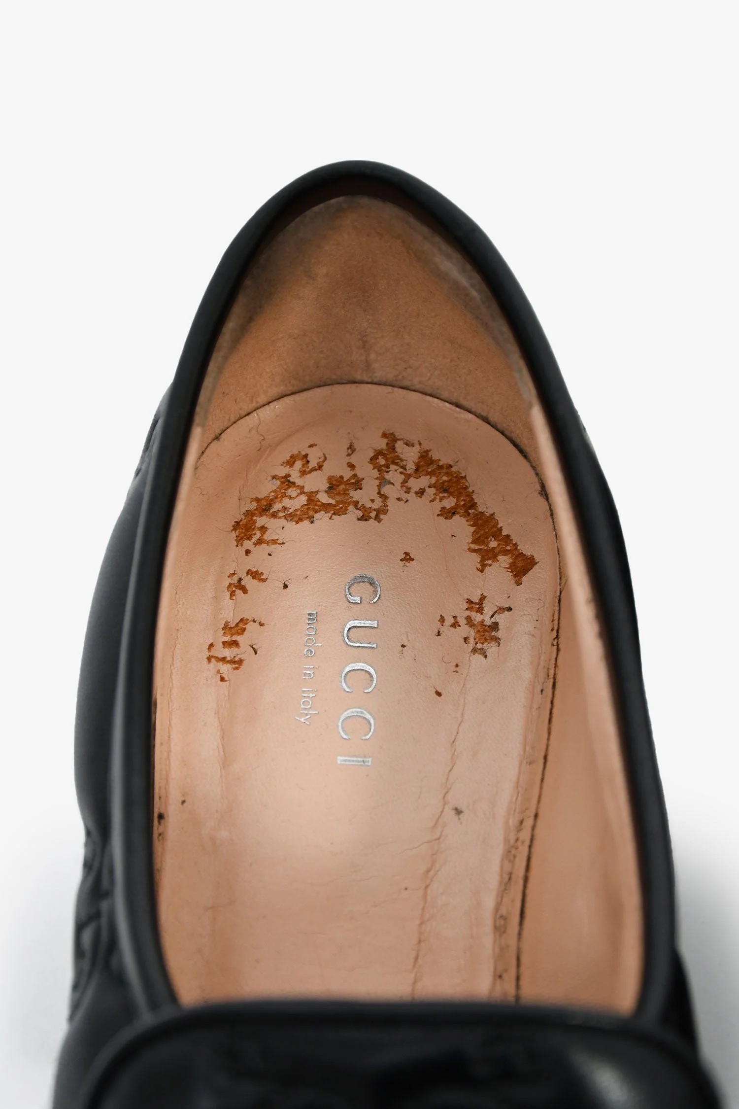 Gucci Black Leather GG Embossed Buckle Detail Platform Loafers Size 37 - Image 5