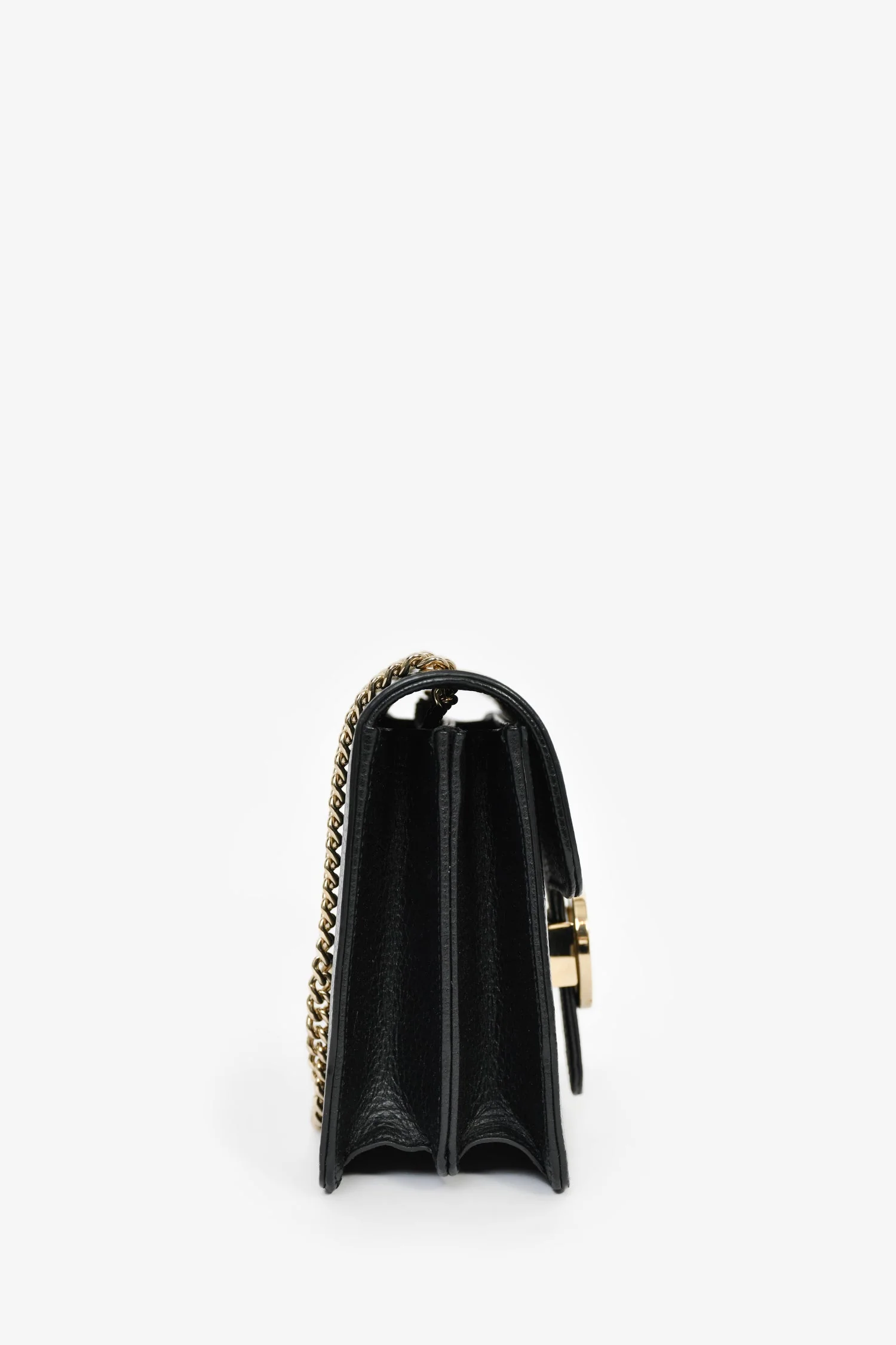 Gucci Black Leather GG Interlocking Small Chain Crossbody Bag - Image 3