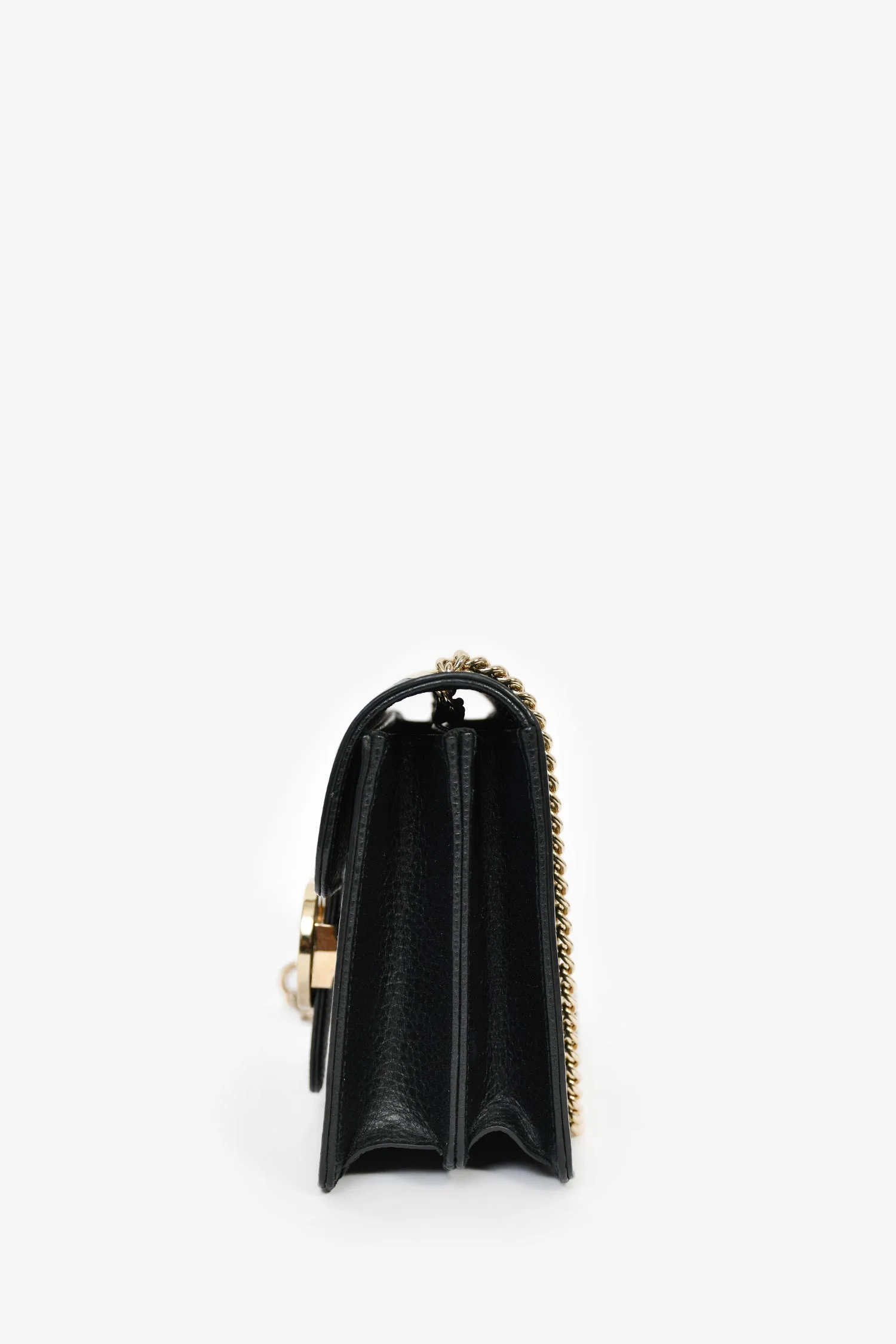Gucci Black Leather GG Interlocking Small Chain Crossbody Bag - Image 4