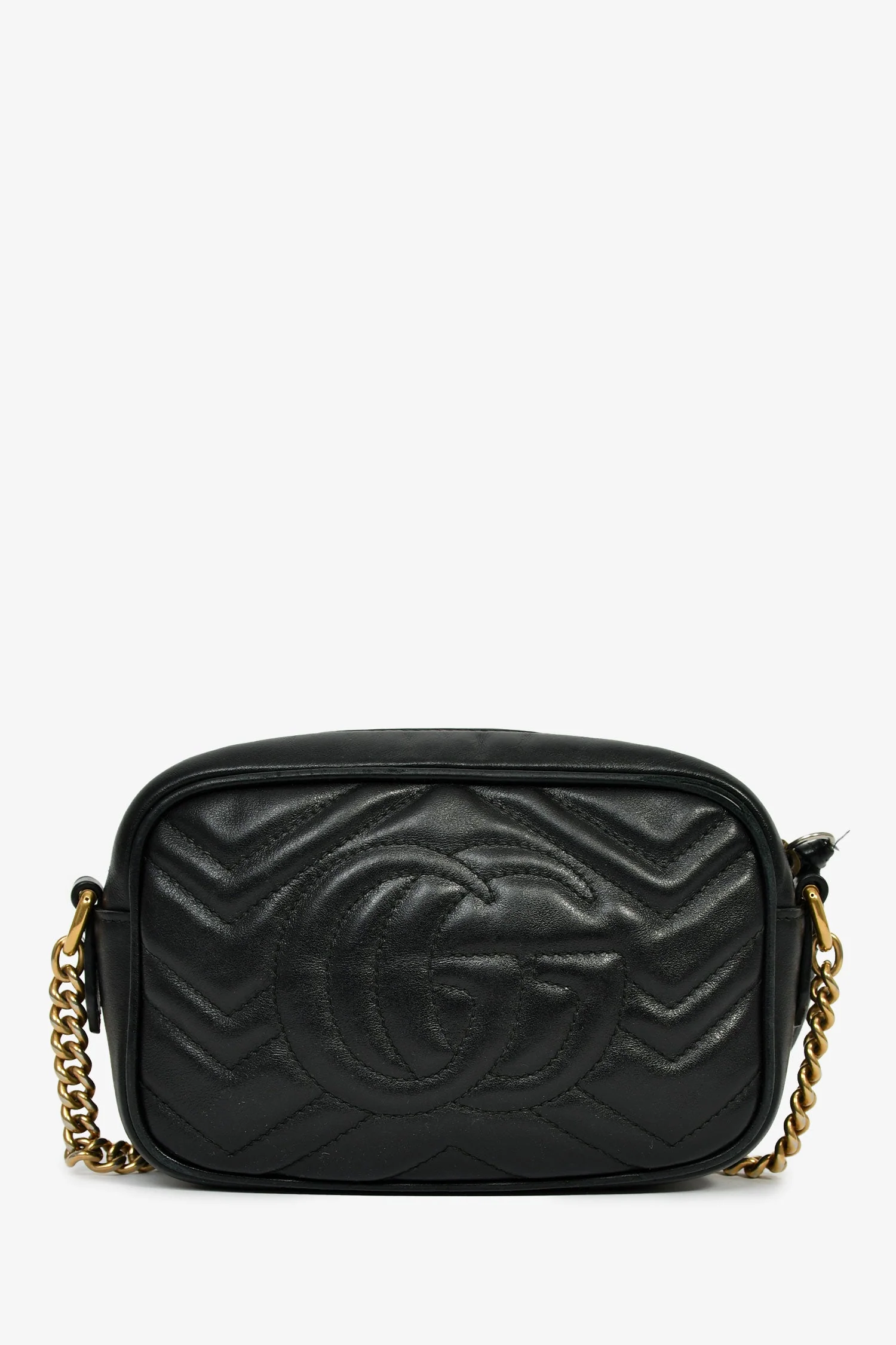 Gucci Black Leather GG Marmont Crossbody Bag - Image 2