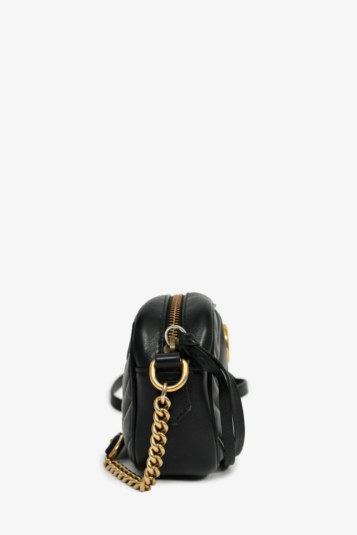 Gucci Black Leather GG Marmont Crossbody Bag - Image 4
