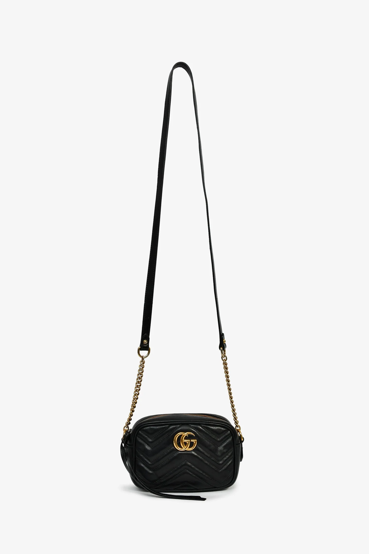 Gucci Black Leather GG Marmont Crossbody Bag - Image 7