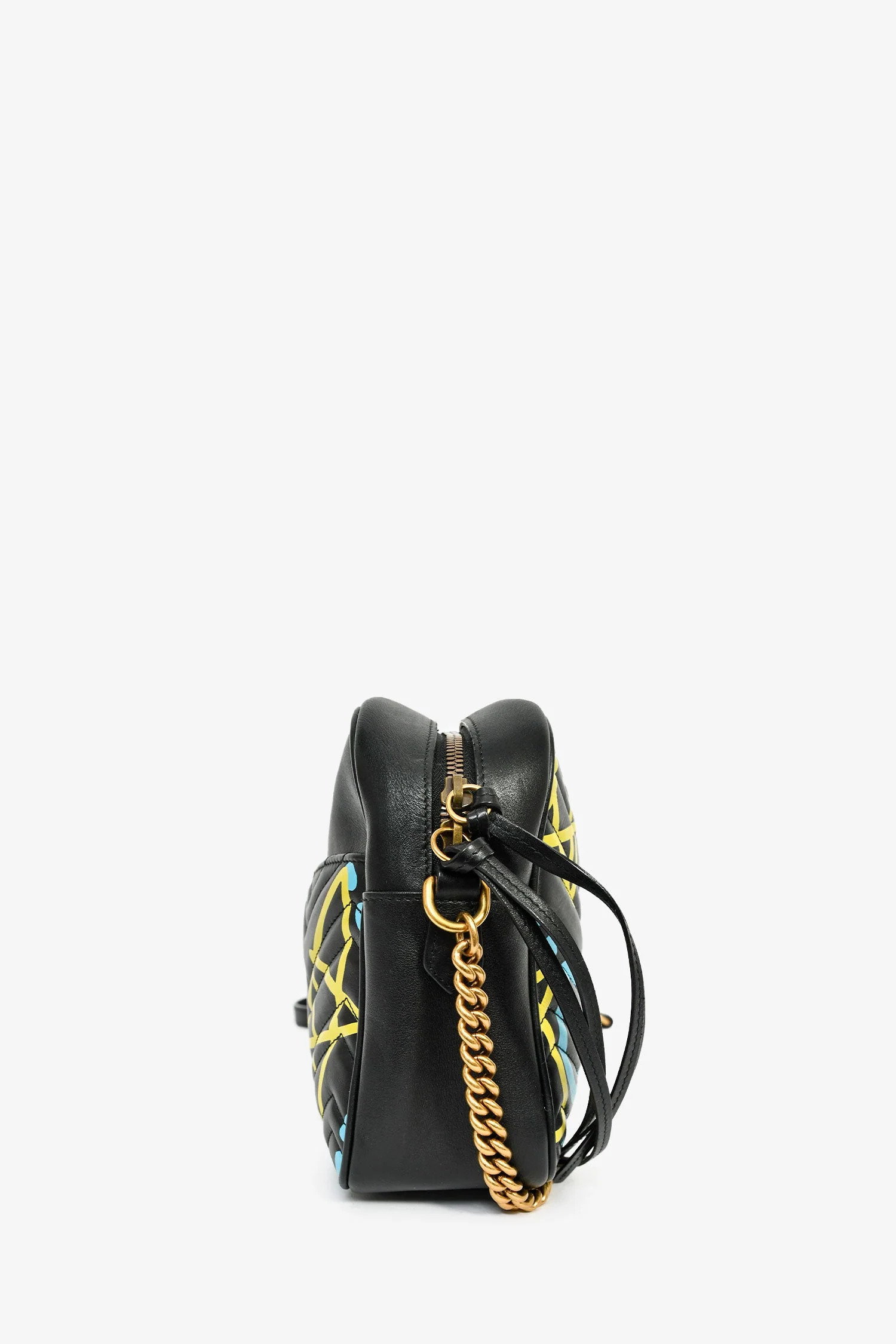 Gucci Black Leather GG Marmont Ghost Large Graffiti Shoulder Bag - Image 4