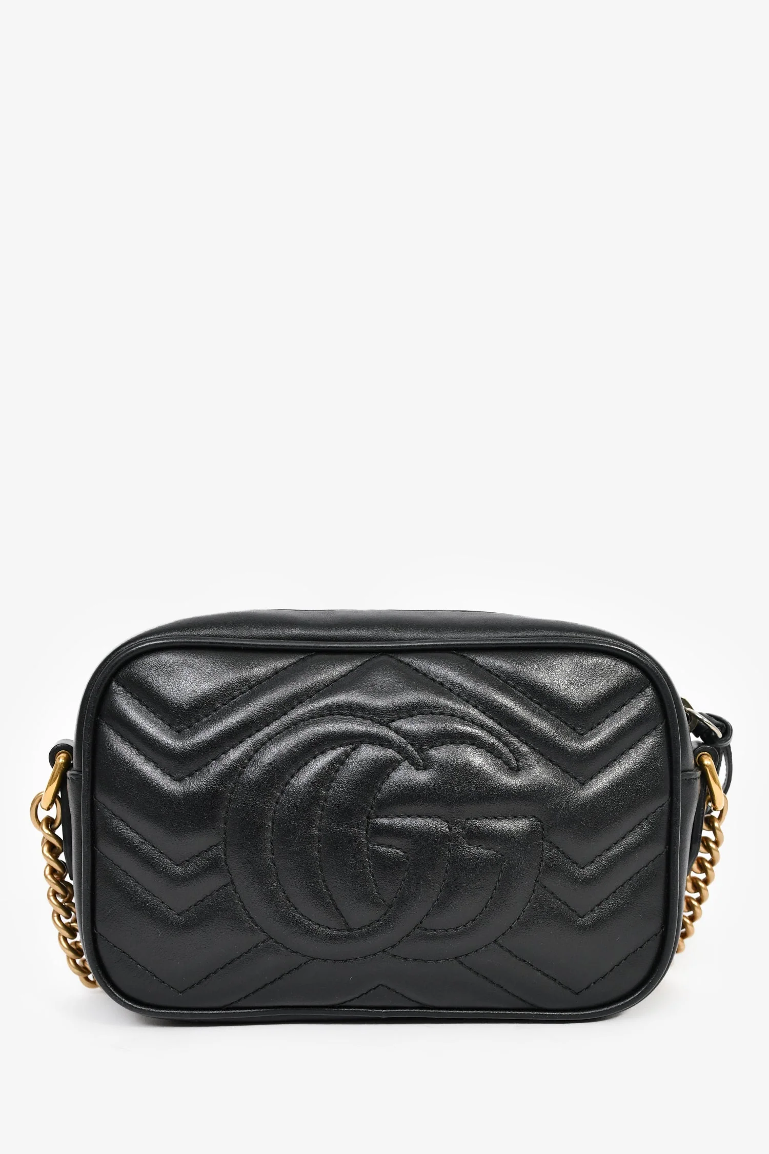 Gucci Black Leather GG Marmont Mini Camera Bag - Image 2