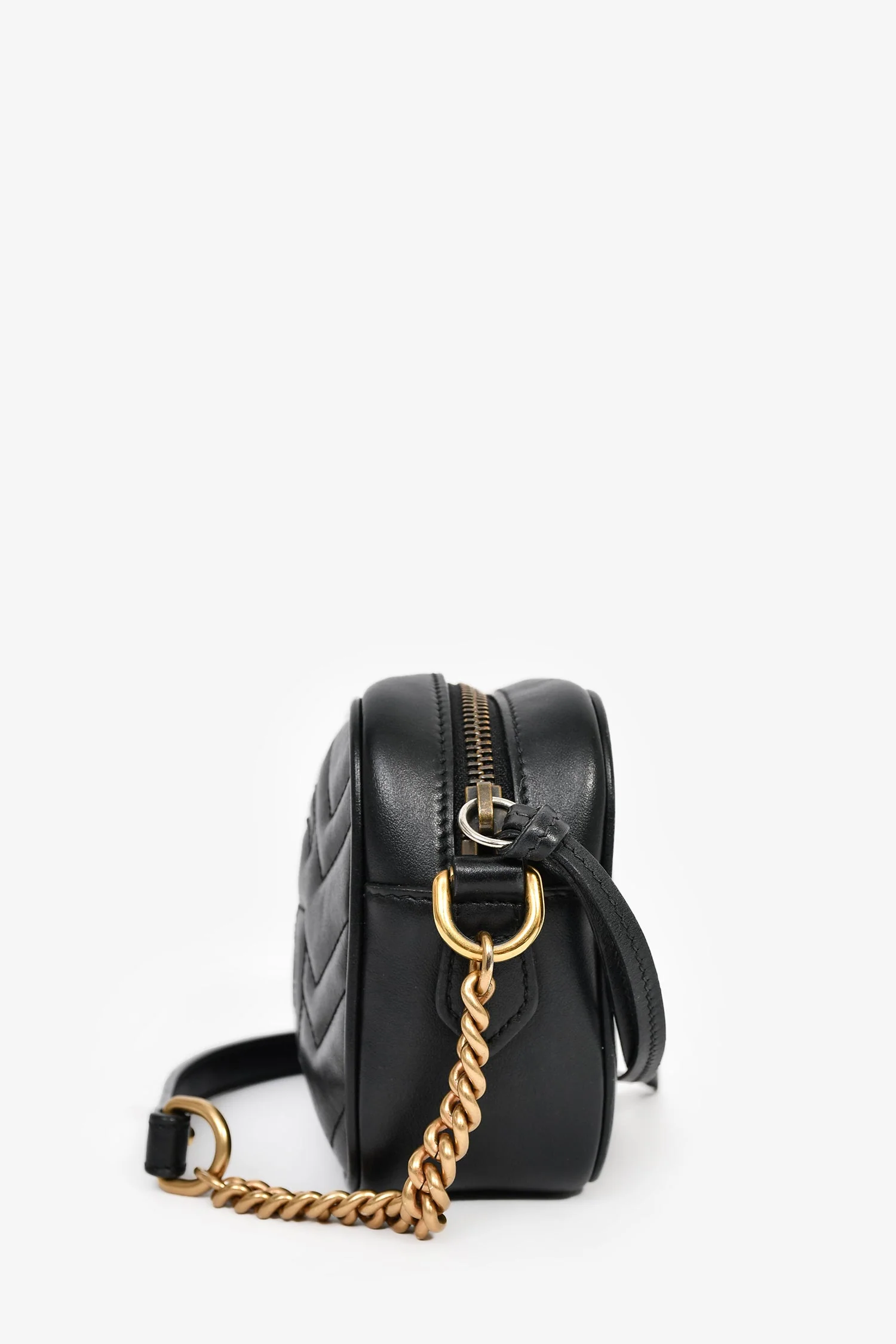 Gucci Black Leather GG Marmont Mini Camera Bag - Image 3