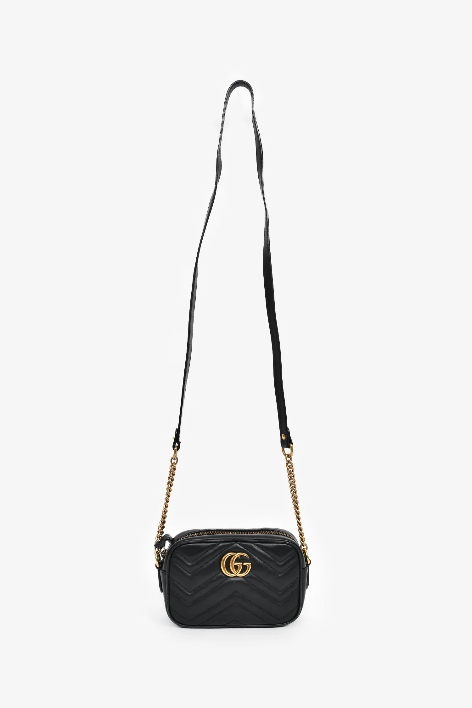 Gucci Black Leather GG Marmont Mini Camera Bag - Image 7