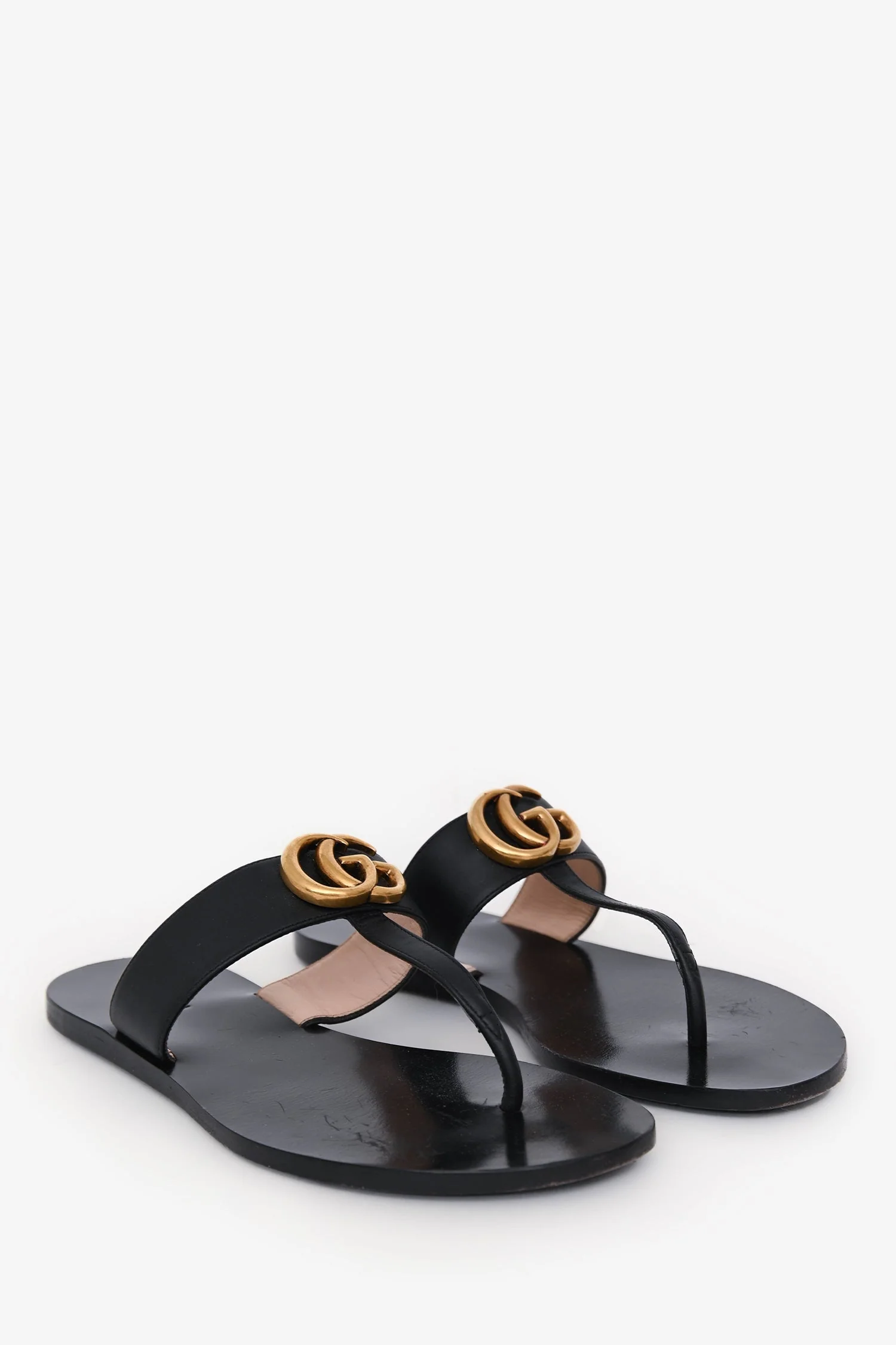 Gucci Black Leather GG Marmont Sandals Size 35.5 - Image 2