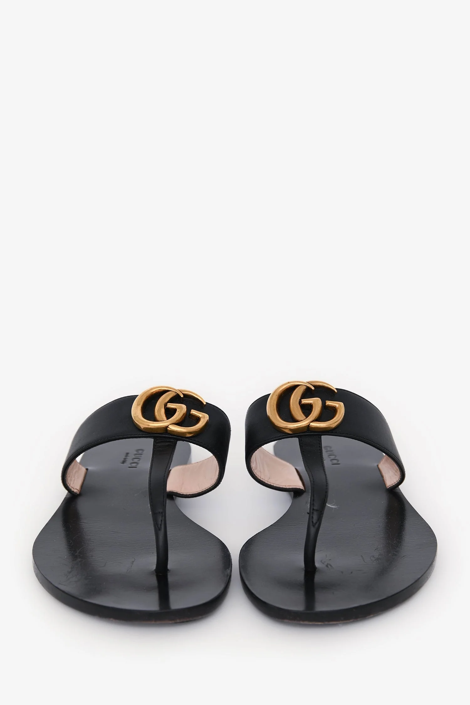 Gucci Black Leather GG Marmont Sandals Size 35.5 - Image 3
