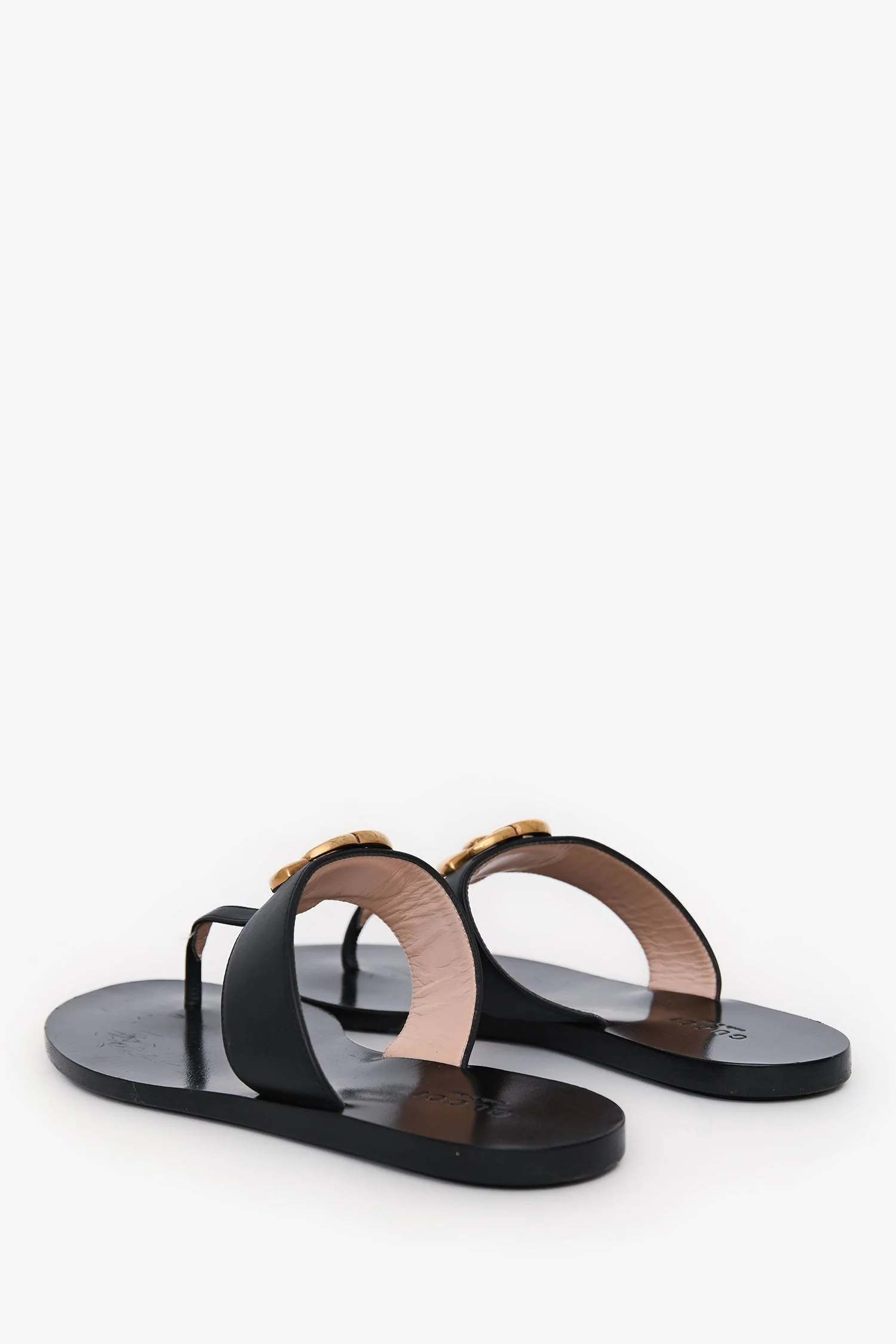 Gucci Black Leather GG Marmont Sandals Size 35.5 - Image 4