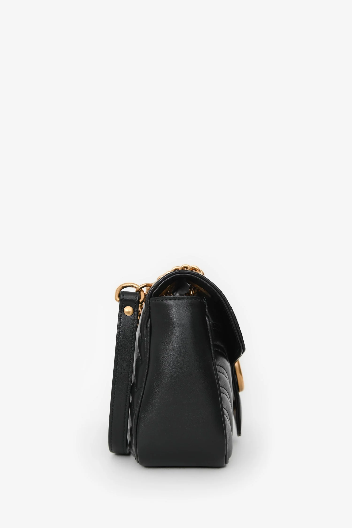 Gucci Black Leather GG Marmont Small Crossbody Bag - Image 3