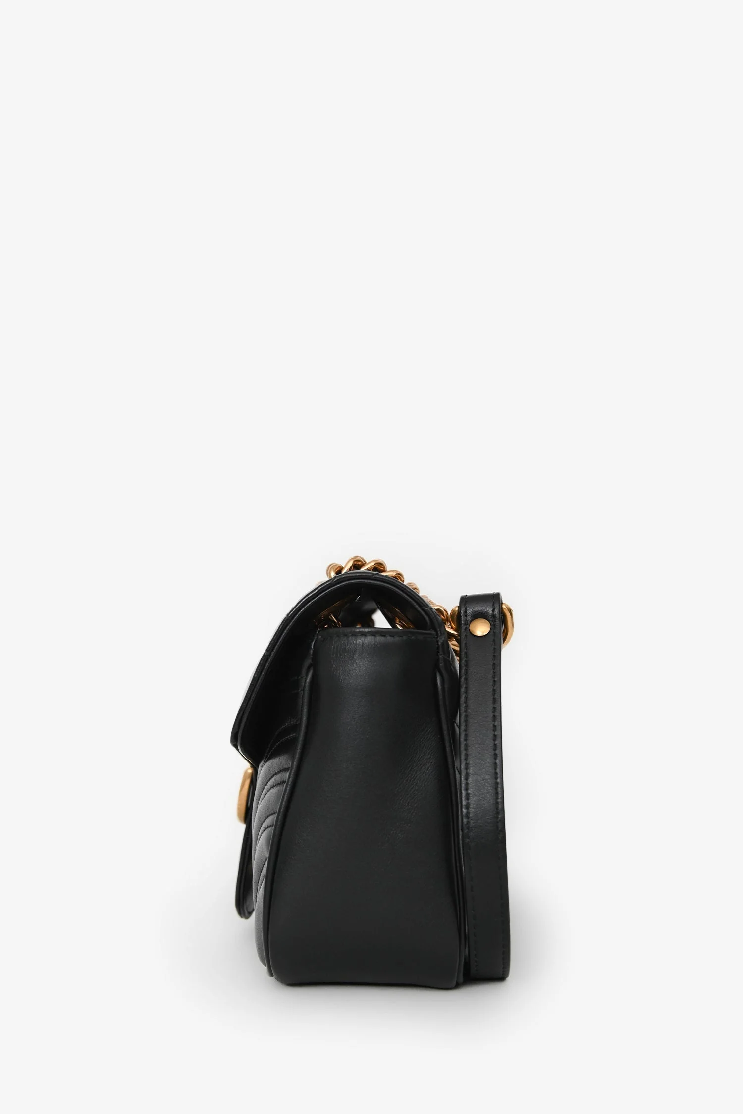 Gucci Black Leather GG Marmont Small Crossbody Bag - Image 4