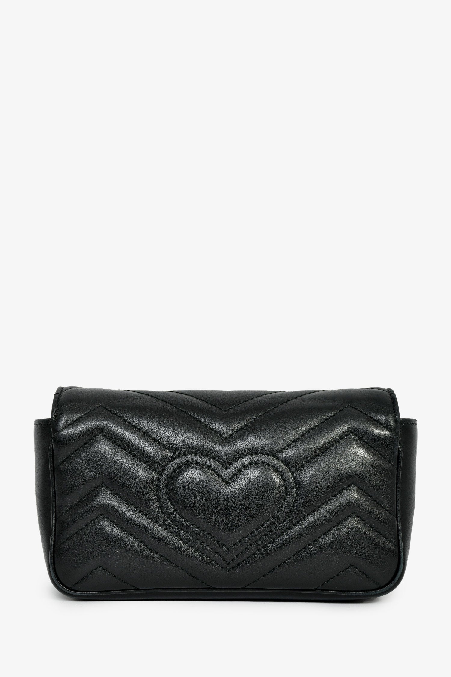 Gucci Black Leather GG Marmont Super Mini Crossbody Bag - Image 2
