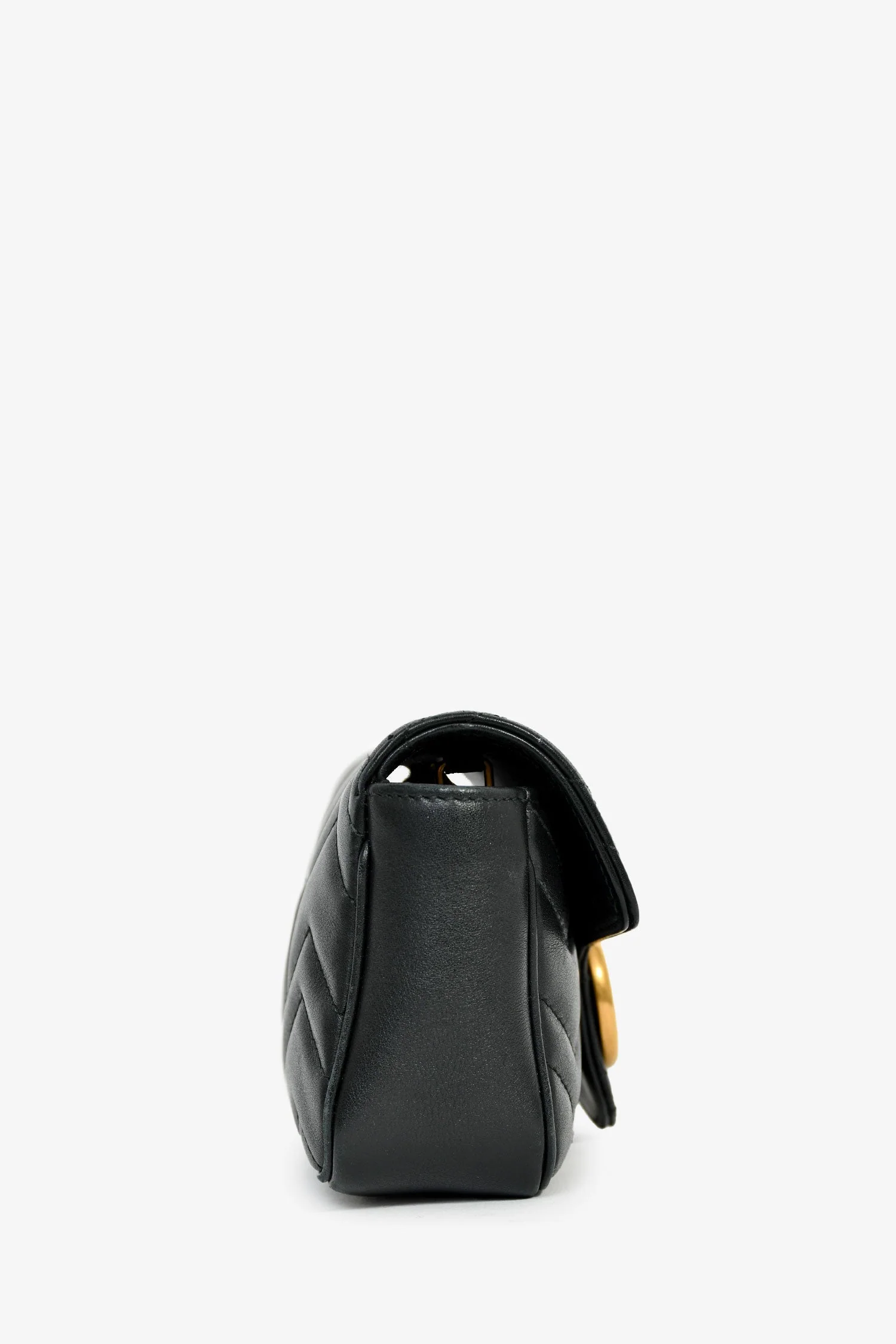 Gucci Black Leather GG Marmont Super Mini Crossbody Bag - Image 3