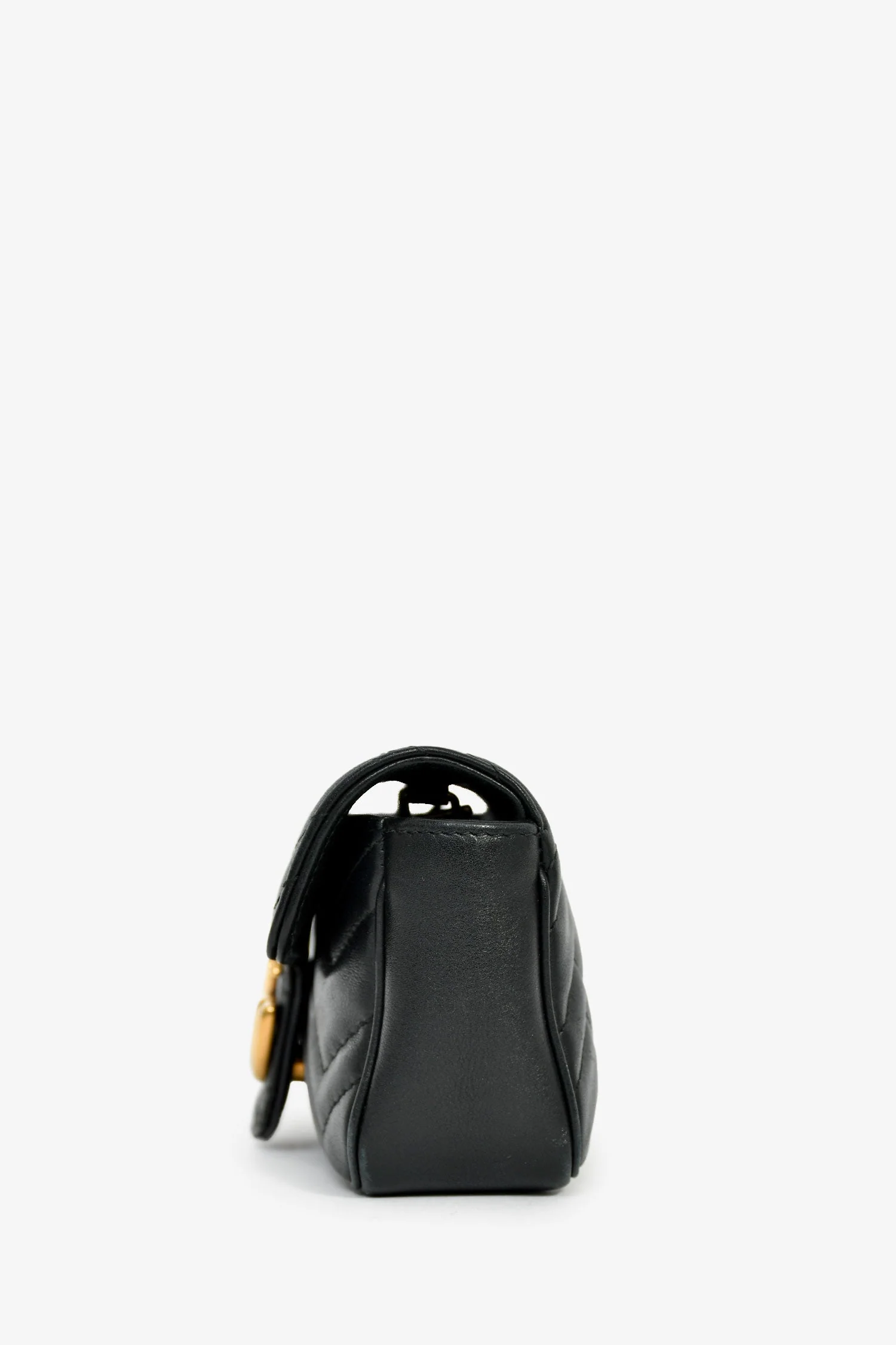 Gucci Black Leather GG Marmont Super Mini Crossbody Bag - Image 4