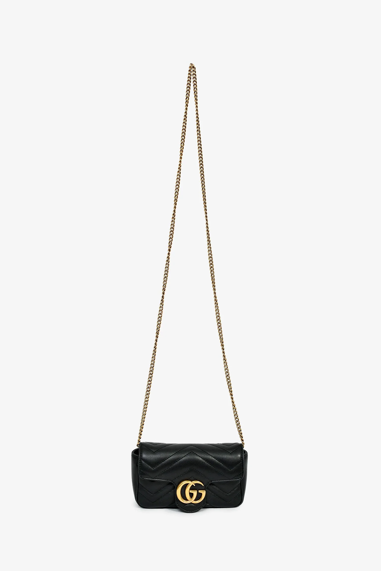 Gucci Black Leather GG Marmont Super Mini Crossbody Bag - Image 7