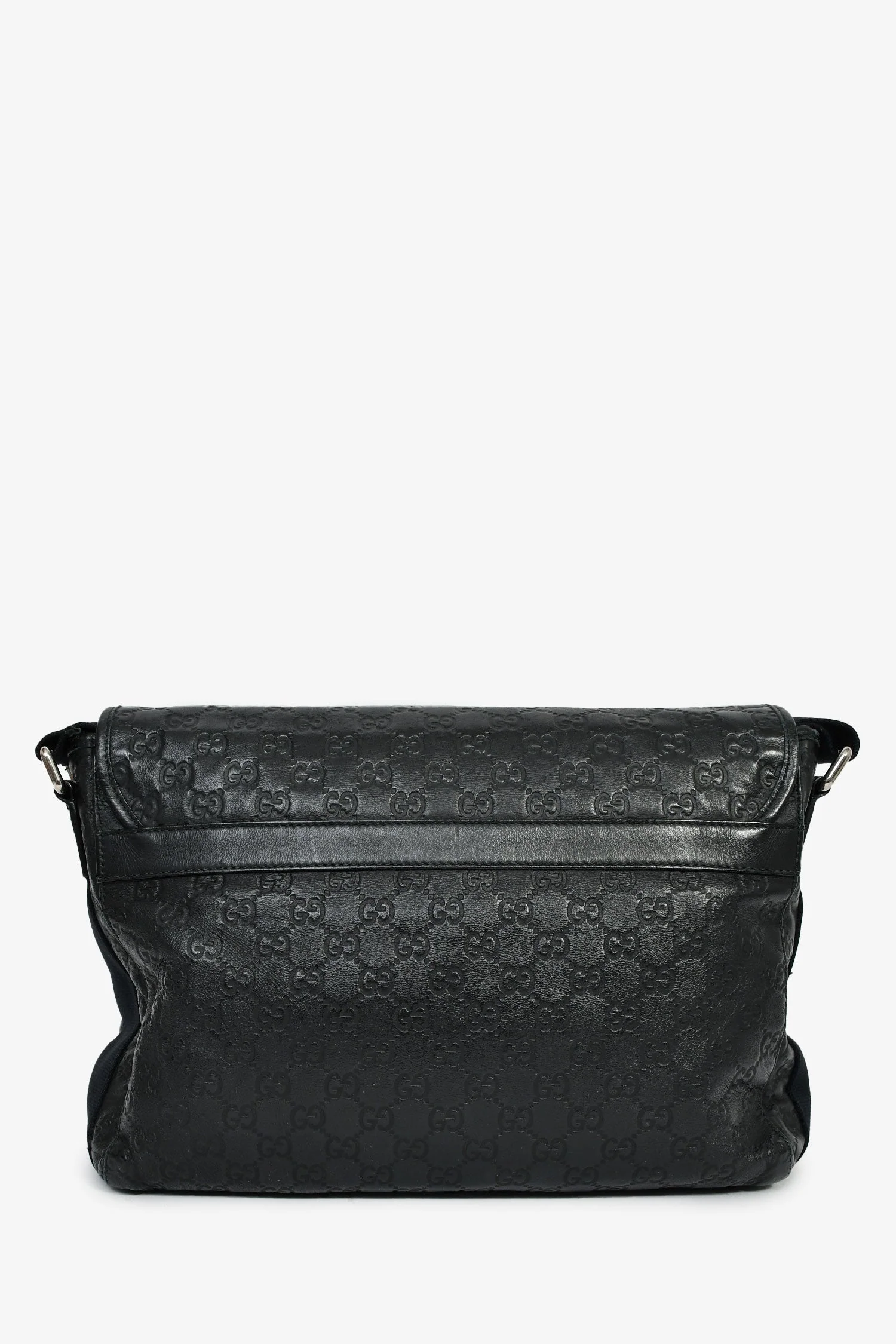 Gucci Black Leather GG Web Detail 'Guccissima' Messenger Bag - Image 2