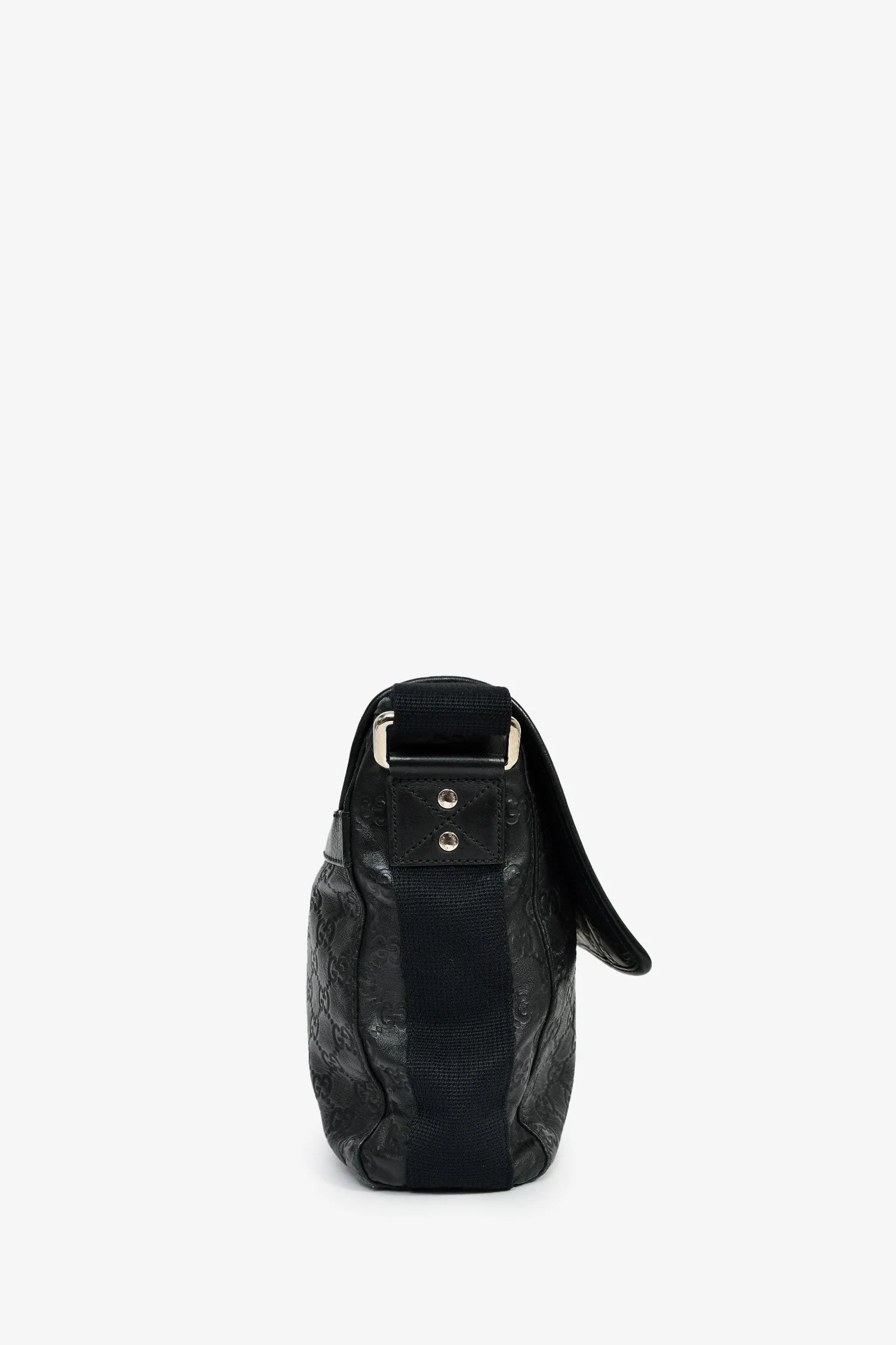 Gucci Black Leather GG Web Detail 'Guccissima' Messenger Bag - Image 3
