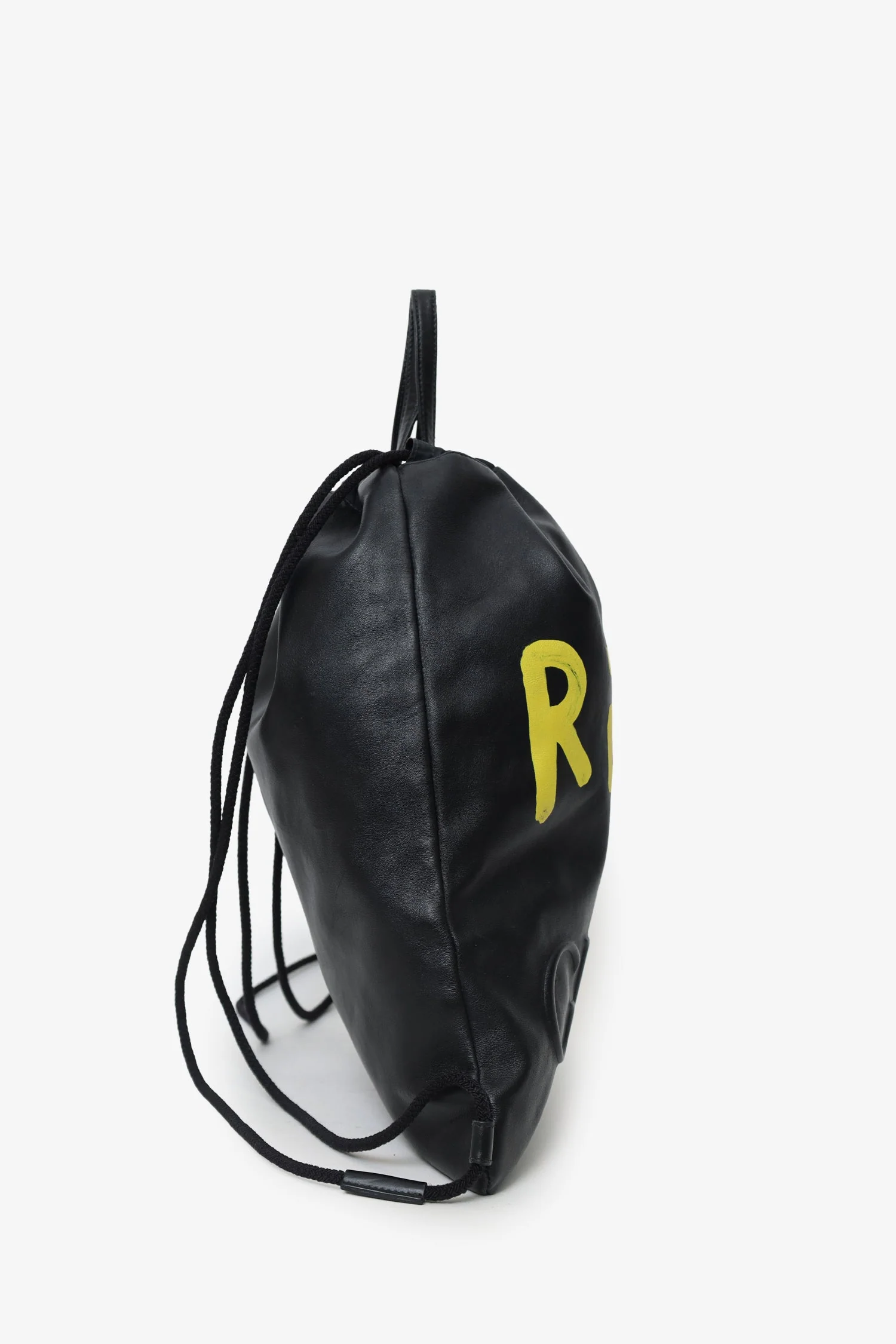 Gucci Black Leather Ghost Printed "Real" Drawstring Backpack - Image 4