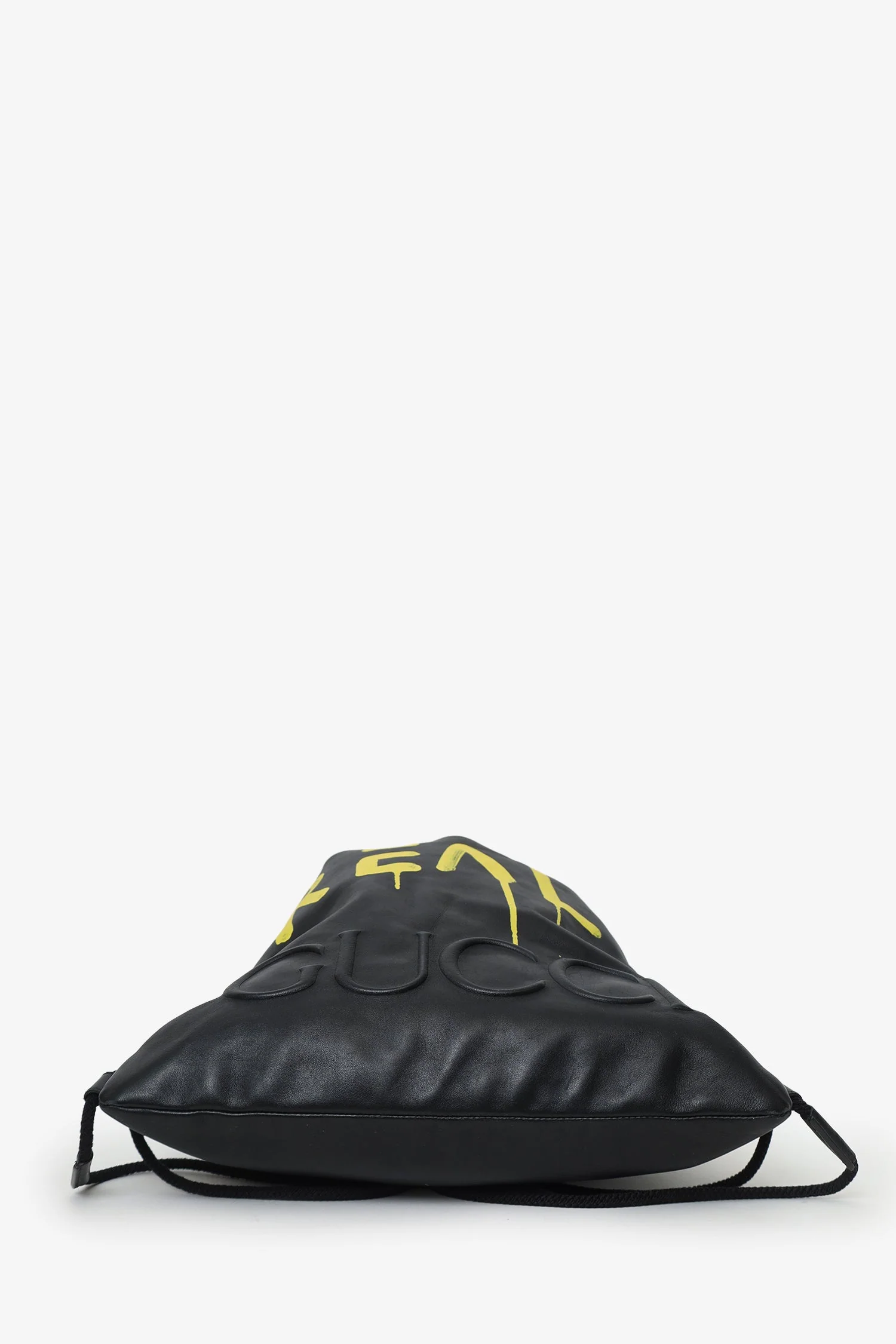 Gucci Black Leather Ghost Printed "Real" Drawstring Backpack - Image 6