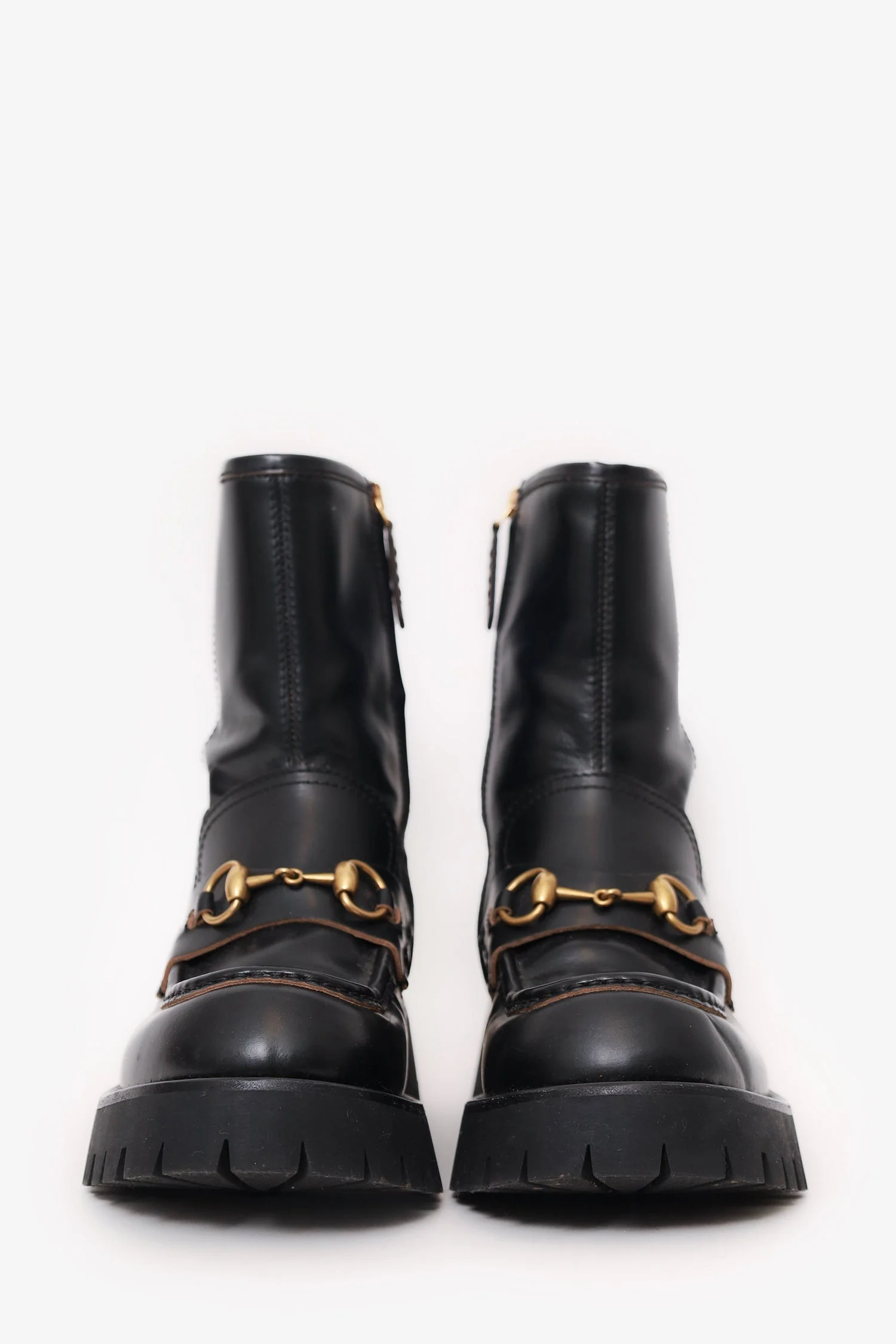 Gucci Black Leather Horsebit Chunky Boots Size 38.5 - Image 3
