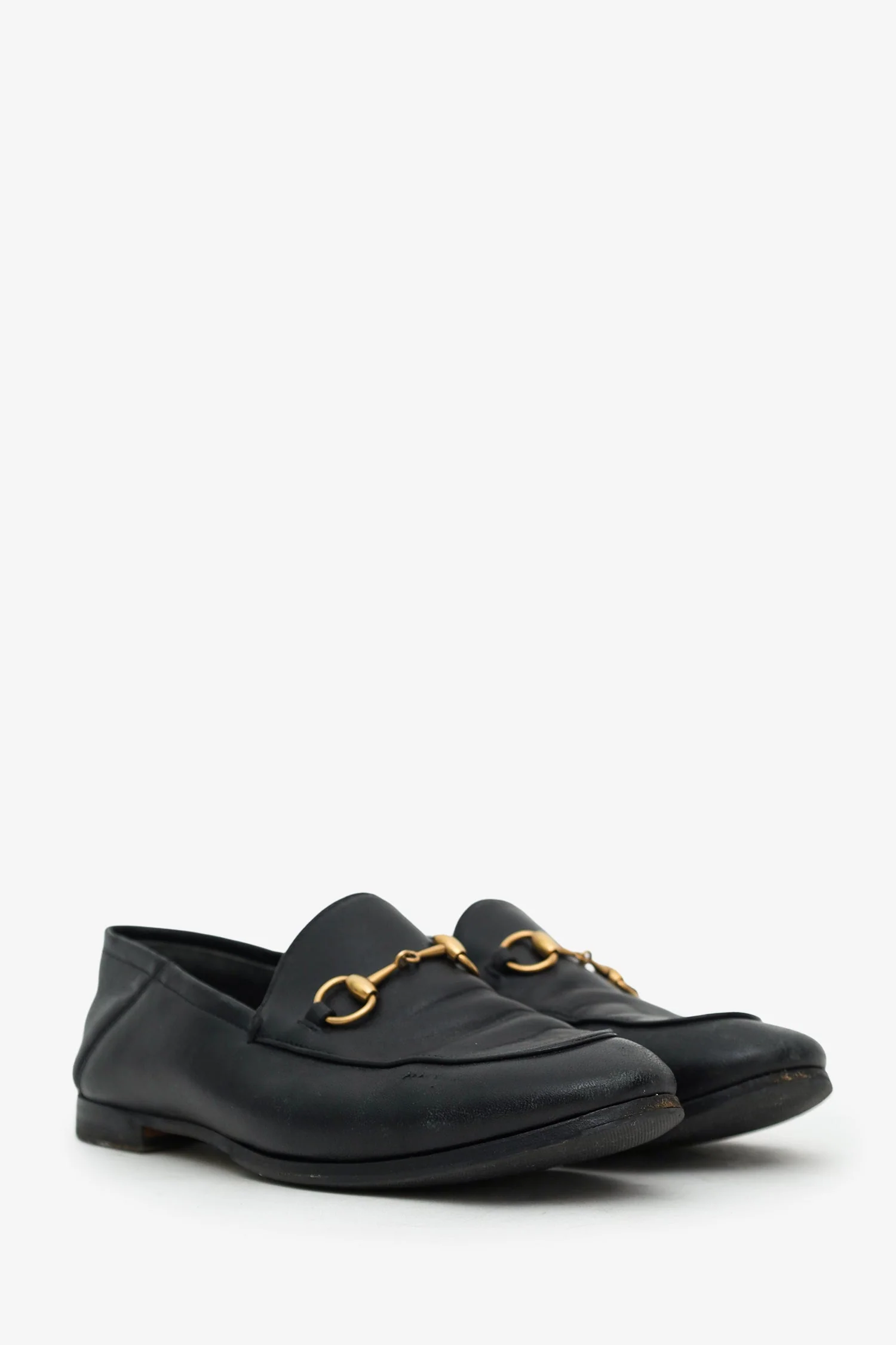 Gucci Black Leather Horsebit Loafers Size 37.5 - Image 2