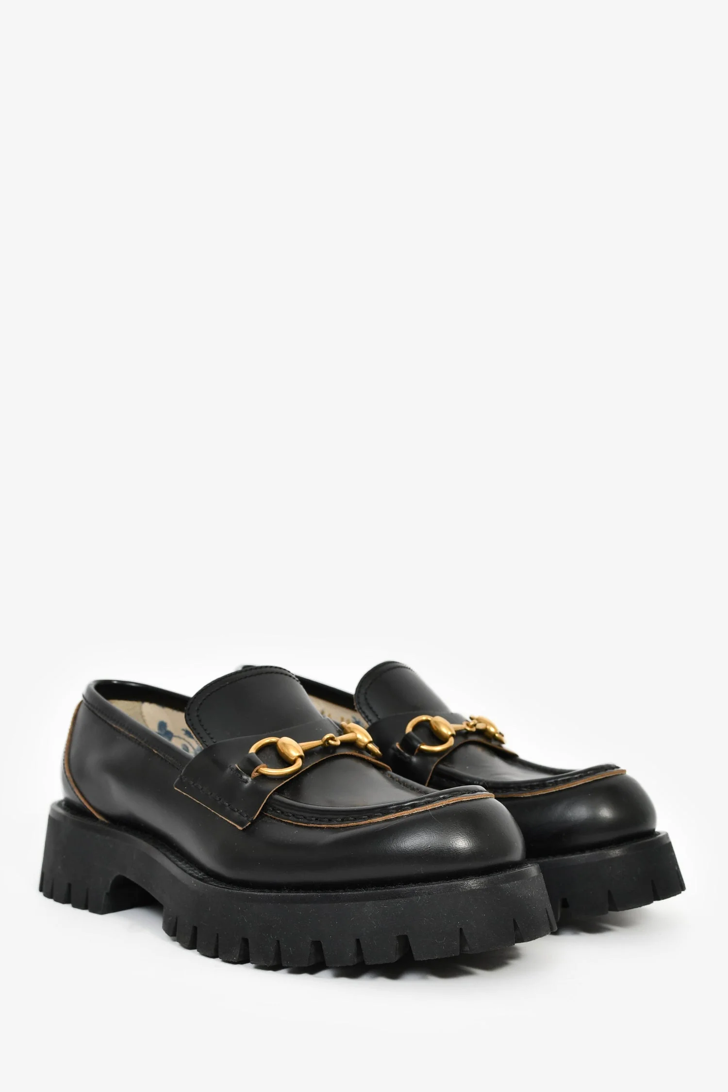 Gucci Black Leather Horsebit Lug Loafers Size 39.5 - Image 2