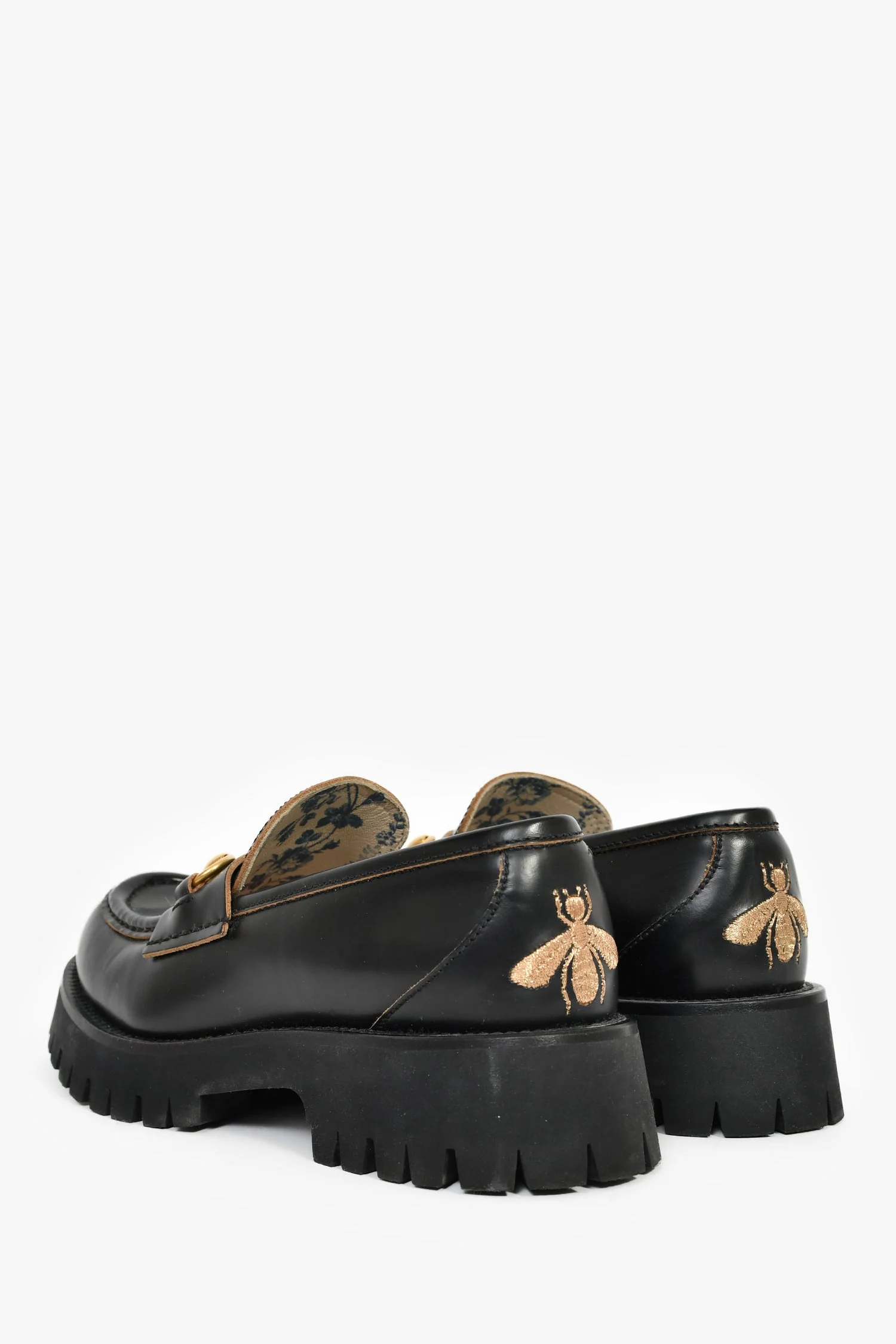 Gucci Black Leather Horsebit Lug Loafers Size 39.5 - Image 5