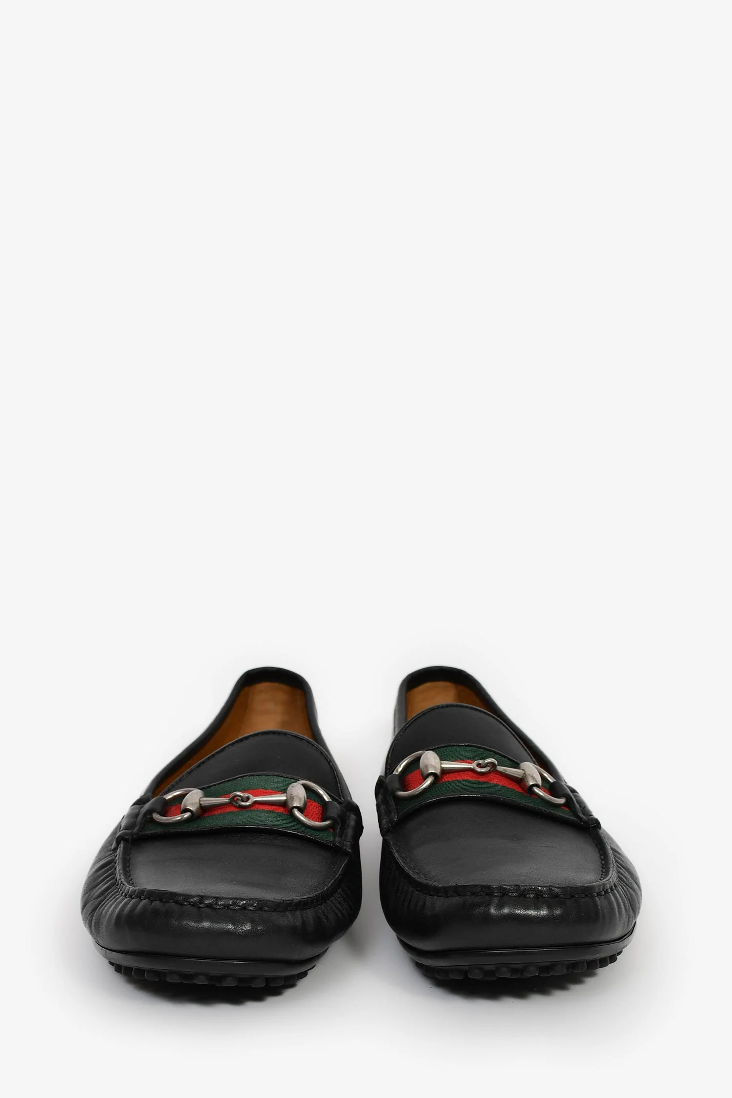 Gucci Black Leather Horsebit Web Loafers Size 7.5 Mens - Image 3