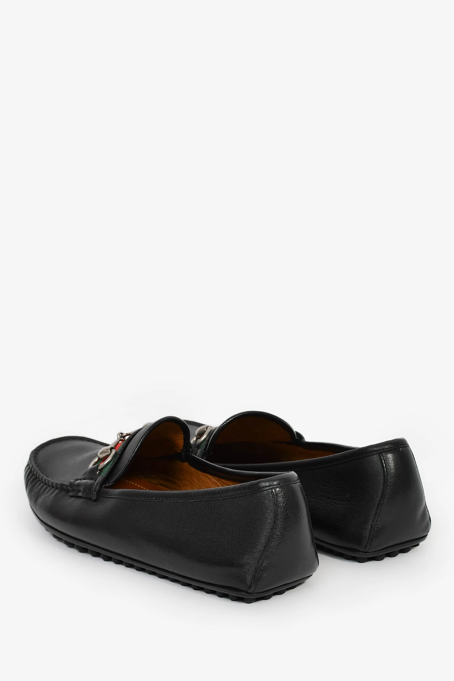 Gucci Black Leather Horsebit Web Loafers Size 7.5 Mens - Image 5