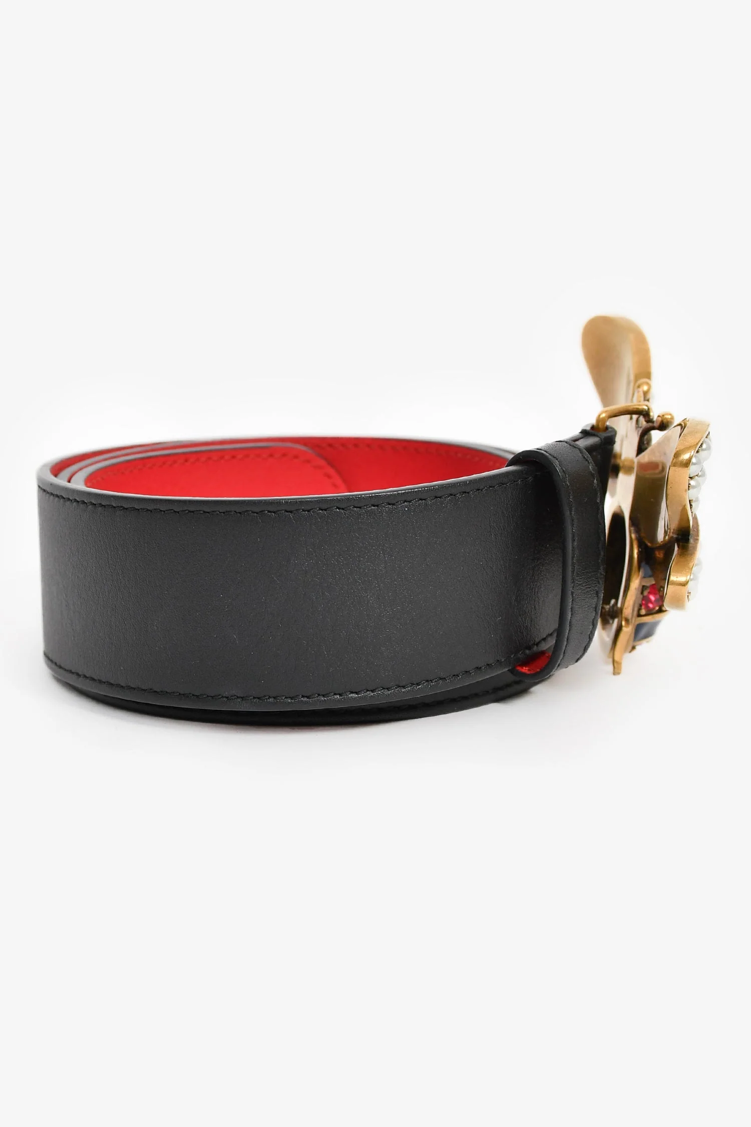 Gucci Black Leather Jewel Bee 'Sylvie ' Belt Size 110 - Image 2