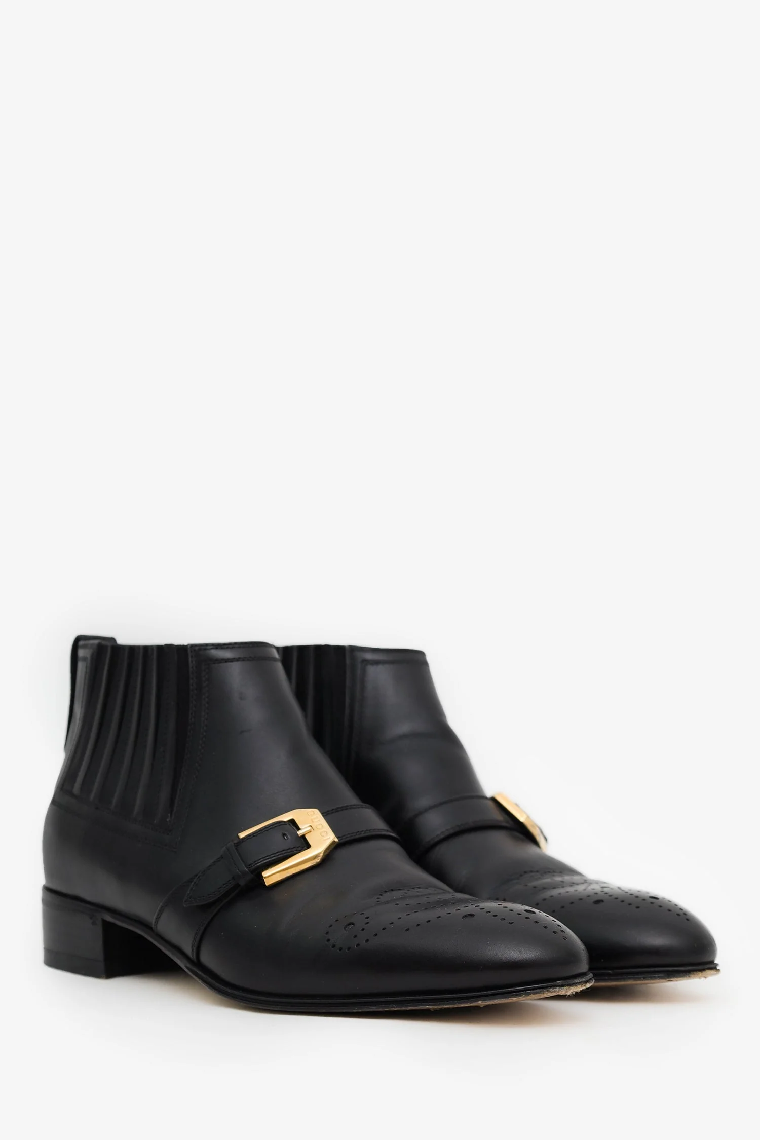 Gucci Black Leather Lasercut Accents Chelsea Boots Size 37 - Image 2