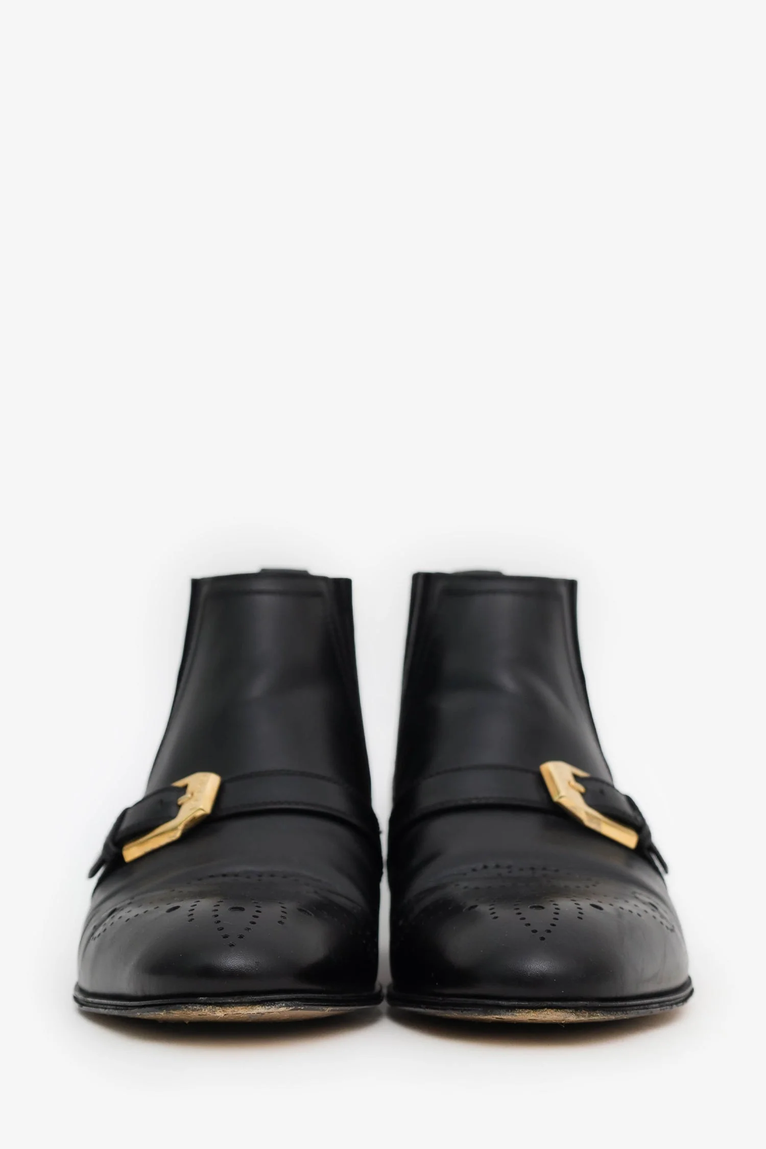 Gucci Black Leather Lasercut Accents Chelsea Boots Size 37 - Image 3