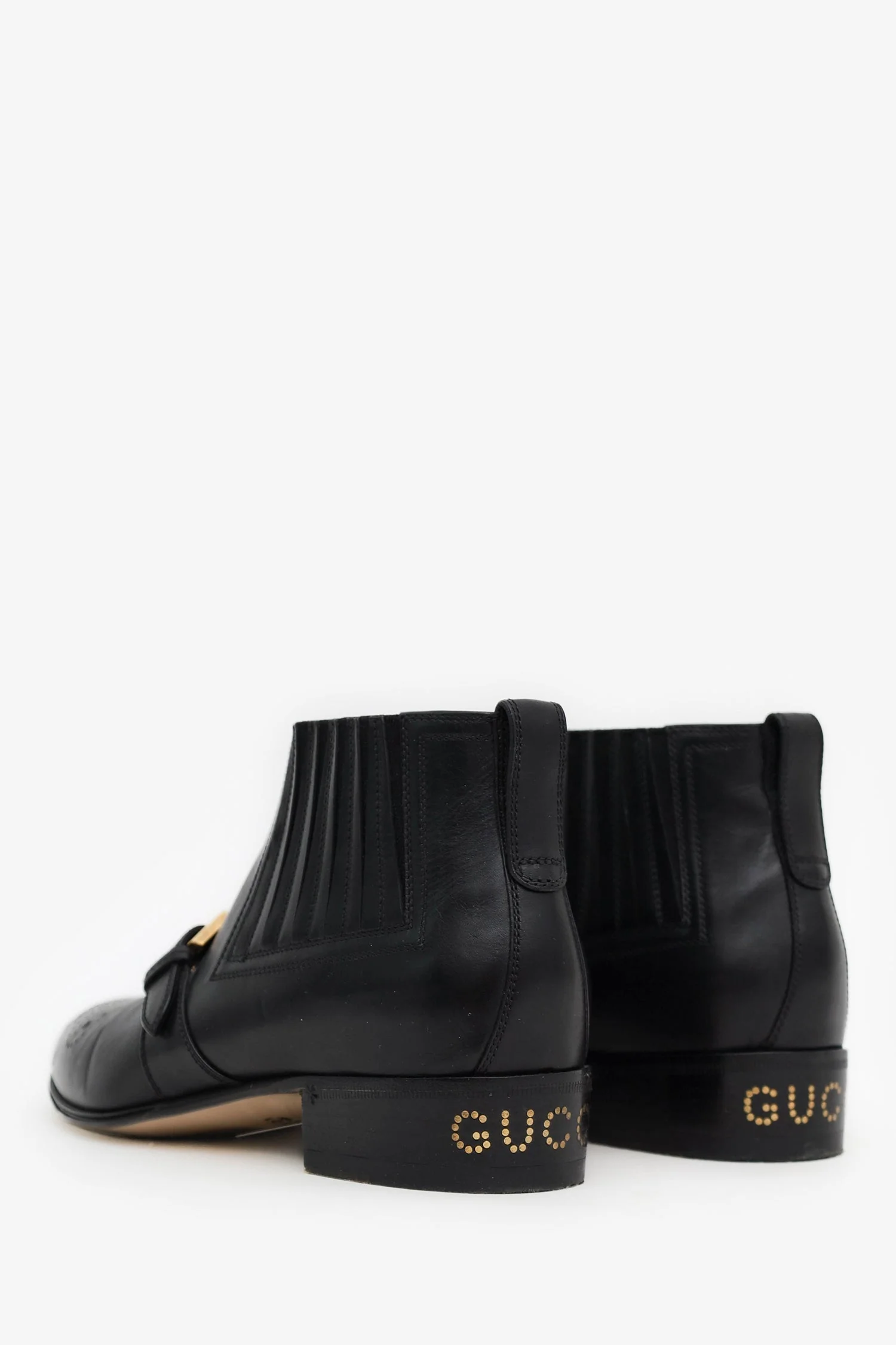 Gucci Black Leather Lasercut Accents Chelsea Boots Size 37 - Image 4