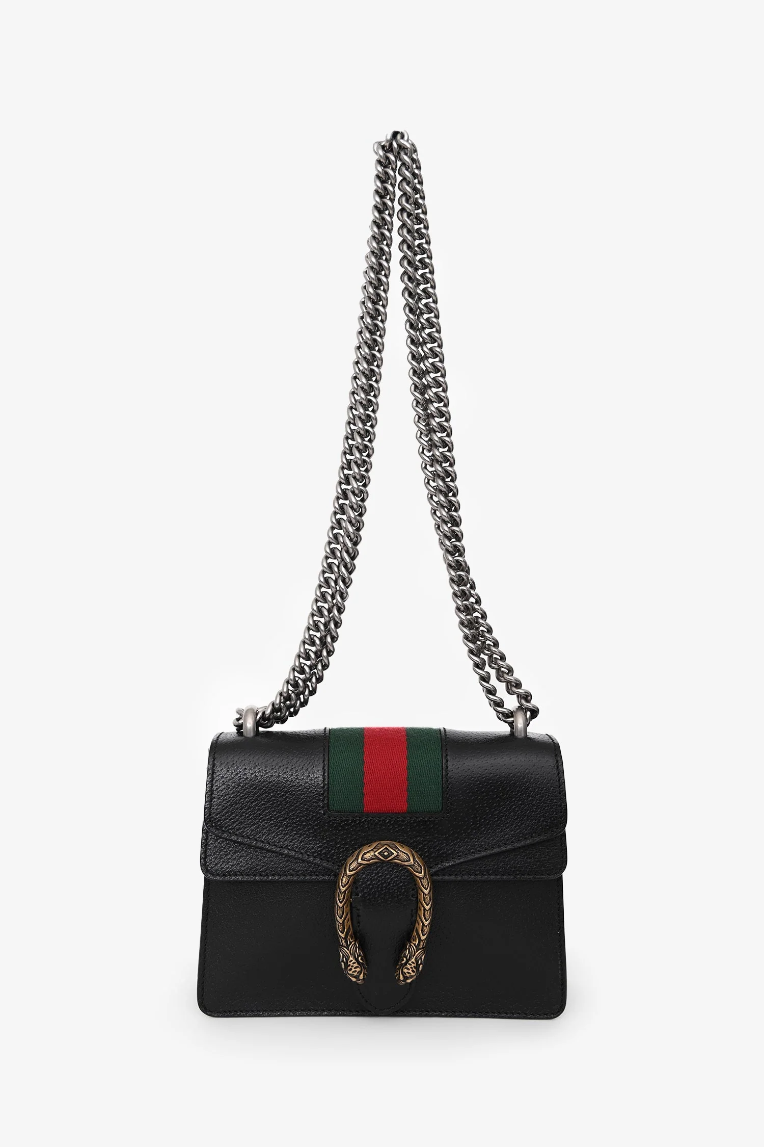 Gucci Black Leather Mini Dionysus Web Mixed Hardware Chain Bag - Image 7