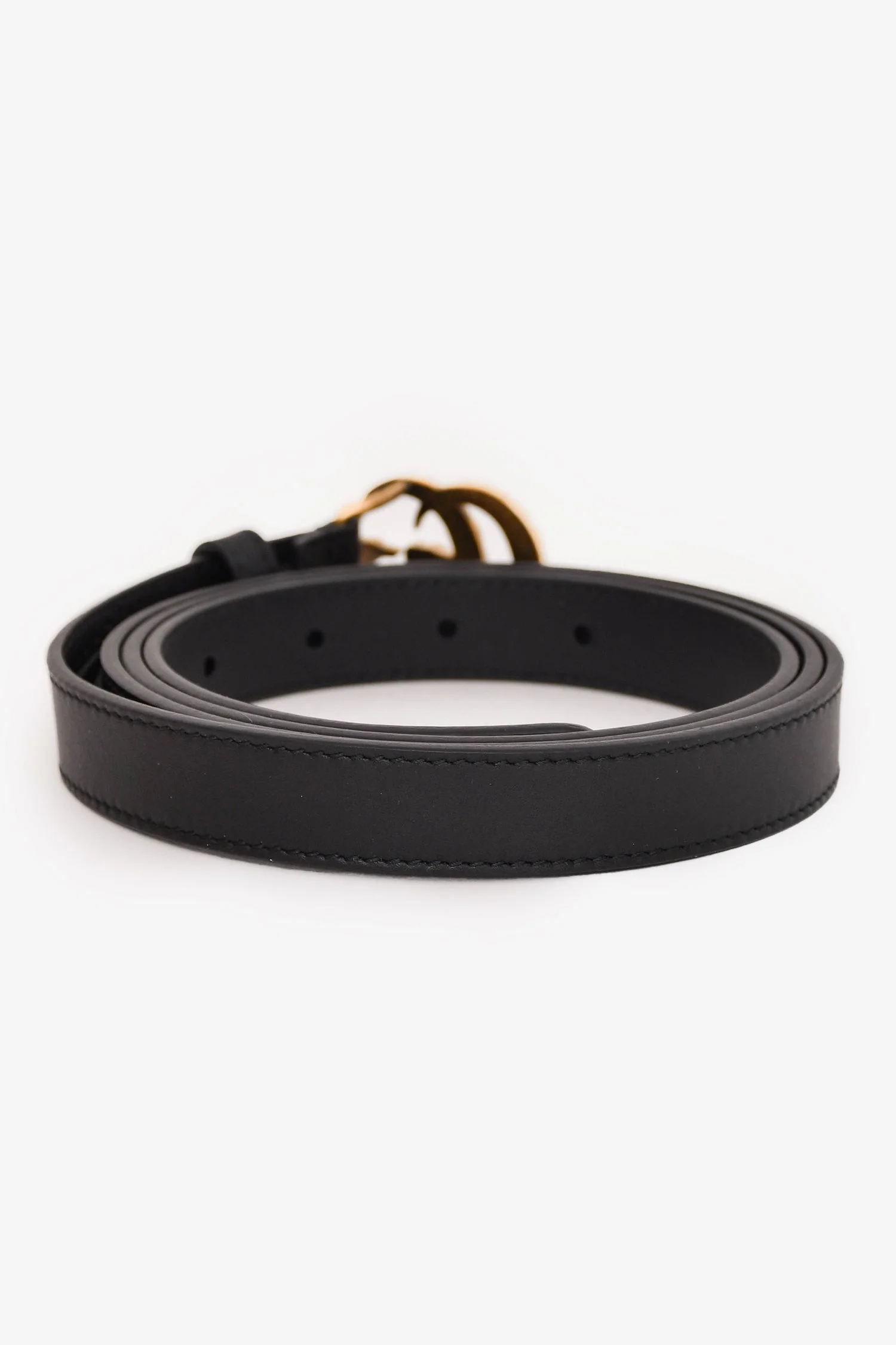 Gucci Black Leather Pearl GG Thin Marmont Belt Size 110/44 - Image 3