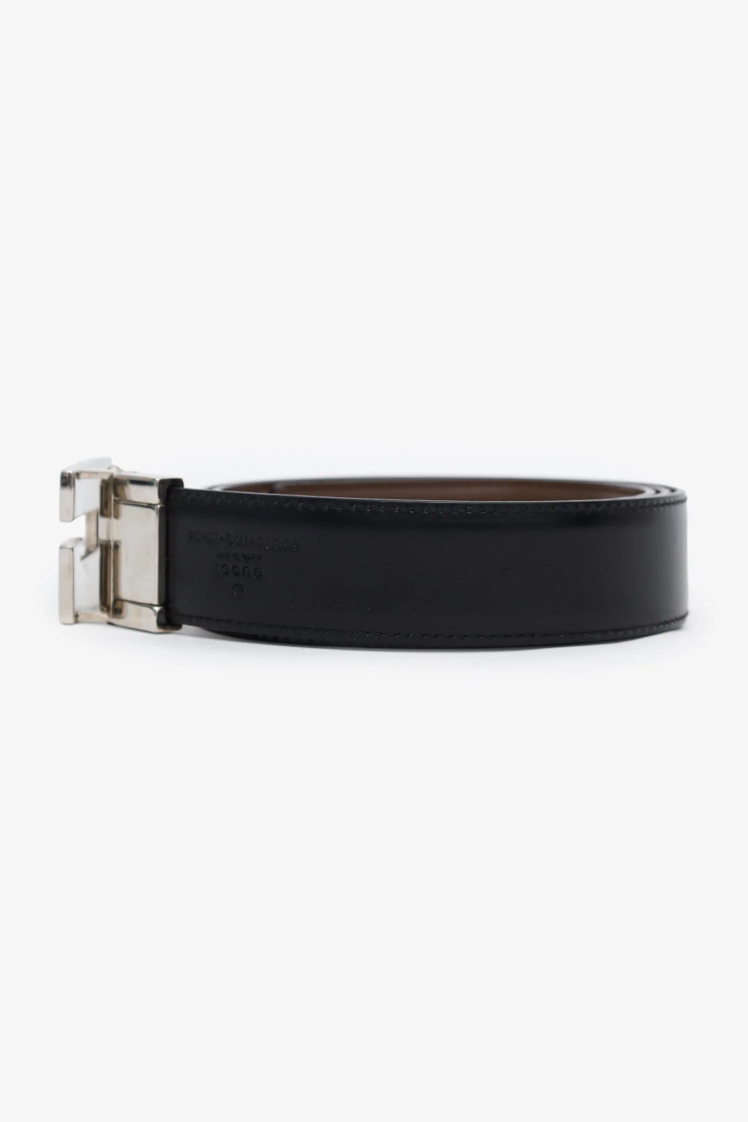 Gucci Black Leather Reversible Belt With Silver 'G' Buckle Size 85/34 - Image 2