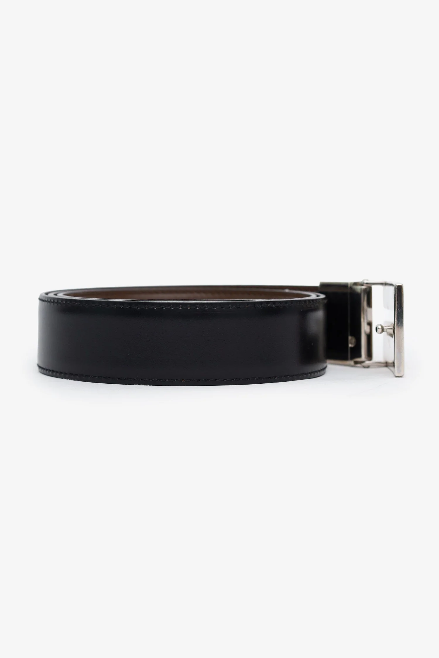 Gucci Black Leather Reversible Belt With Silver 'G' Buckle Size 85/34 - Image 4