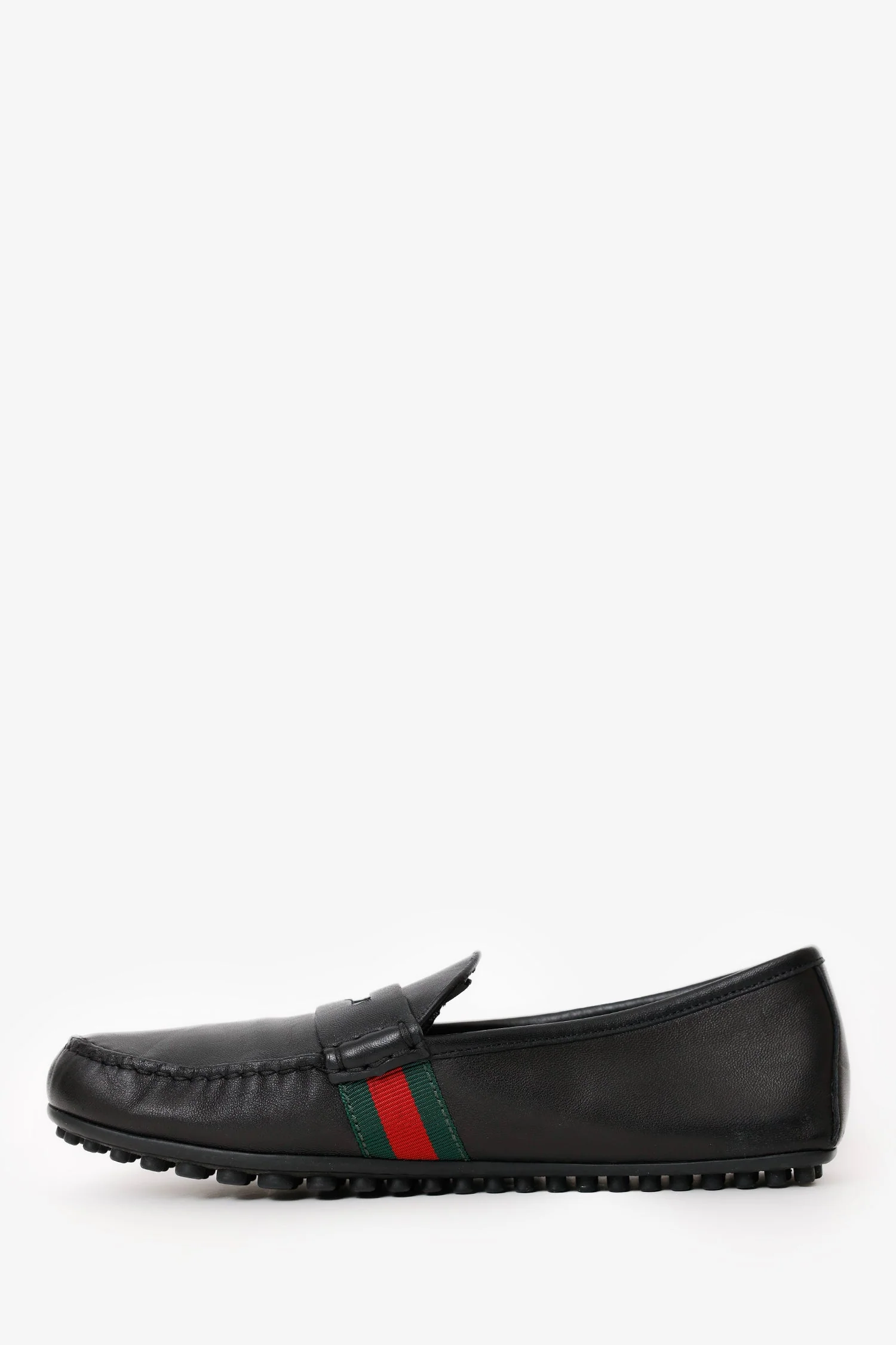 Gucci Black Leather Web Loafers Size 6.5 Mens - Image 5